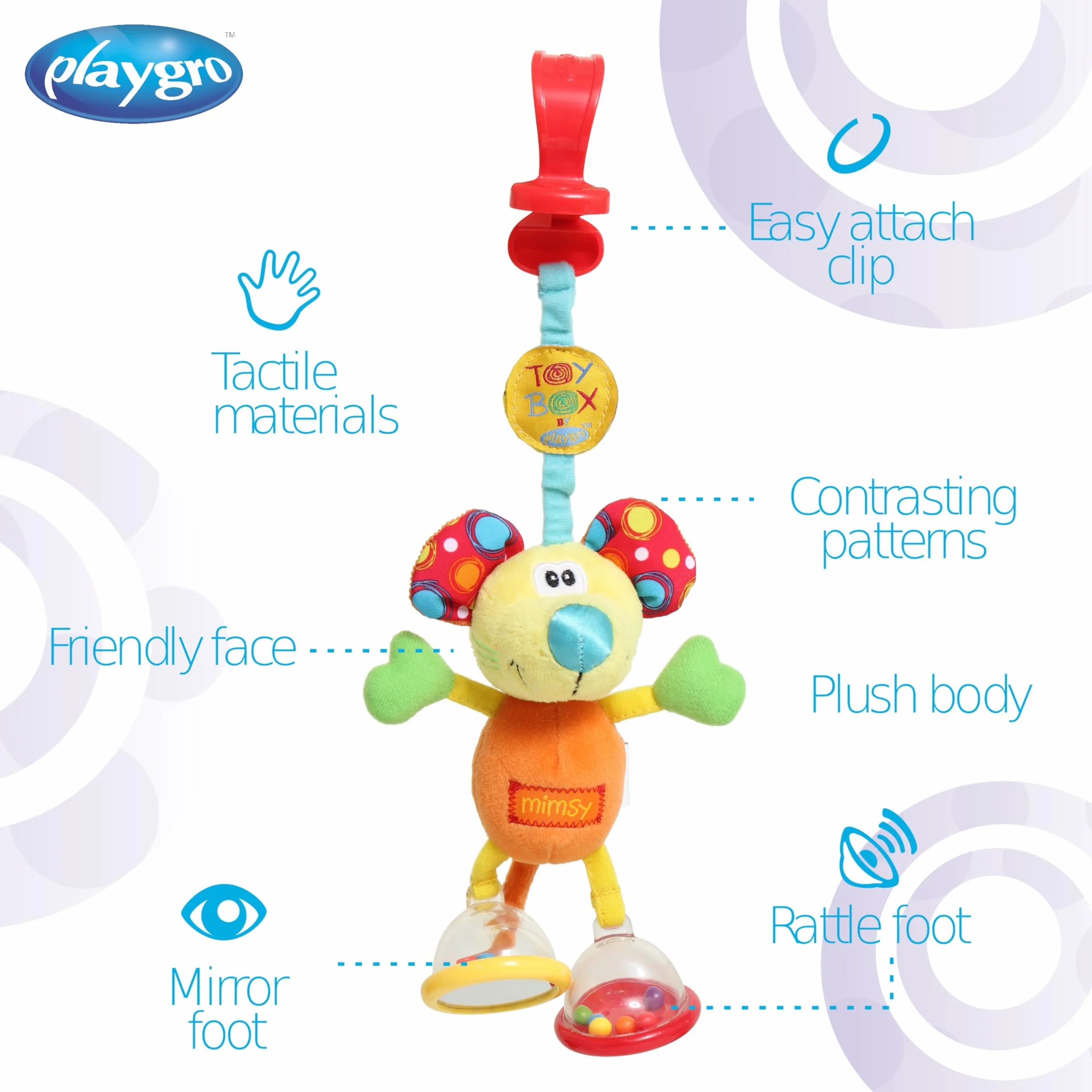 Playgro Przyczepa do samochodu ciężarowego mysz – przyczepka do wózka dziecięcego – zabawka dla dzieci – przyczepka do wózka dziecięcego – kolorowa