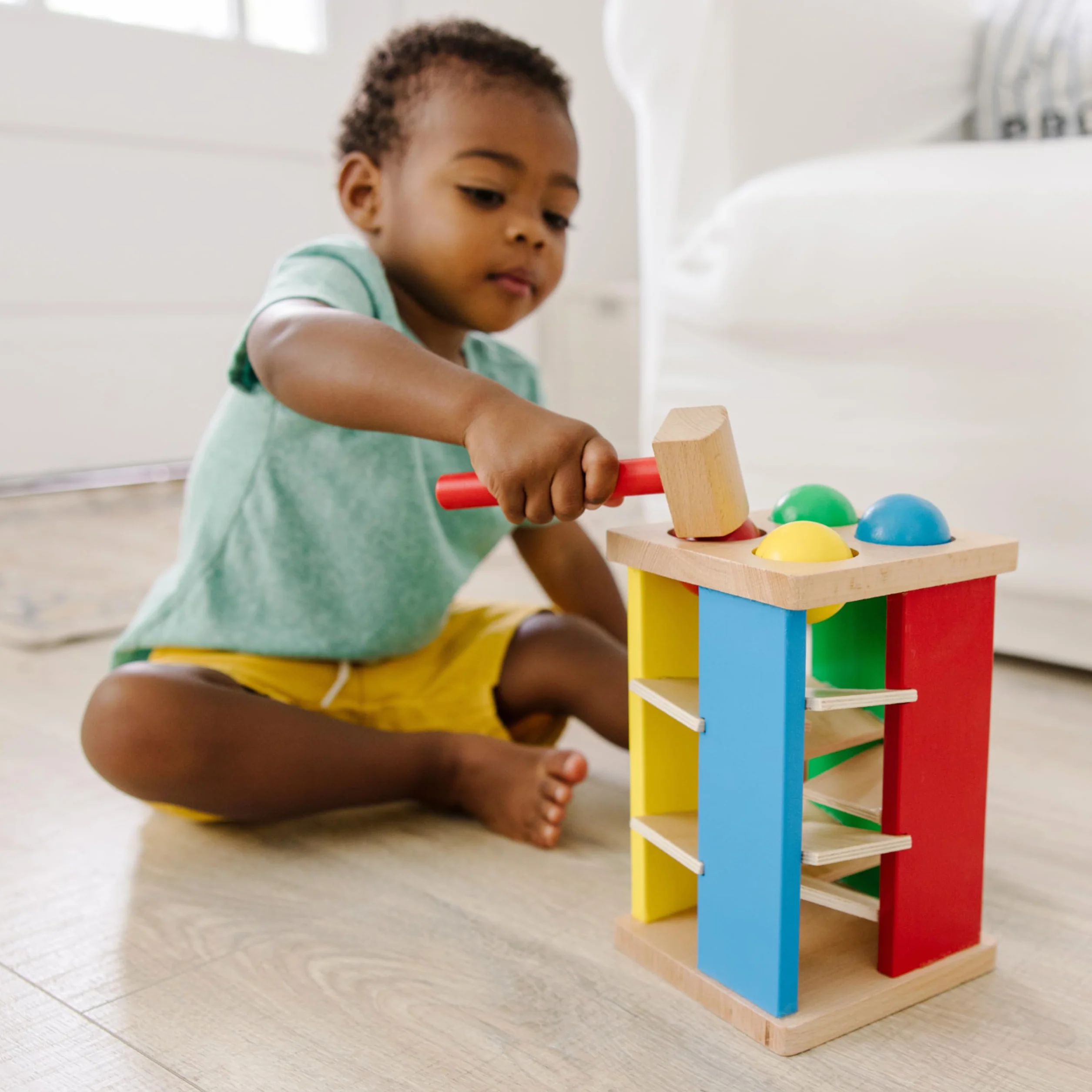 Melissa & Doug – wieża do wbijania i toczenia | zabawka rozwojowa | motoryka | rozwiązywanie problemów | 3+ | prezent dla chłopca lub dziewczynki