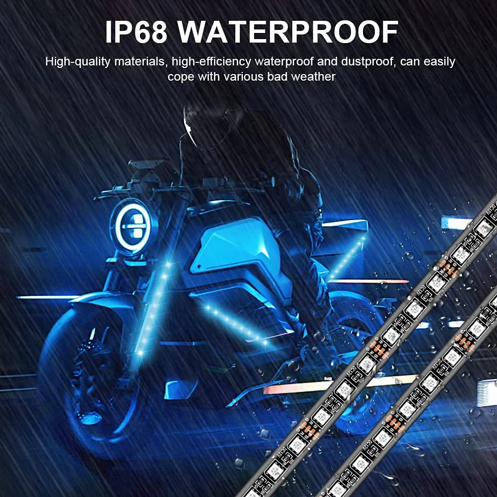 6 sztuk zestawów taśm LED do motocykla RGB elastyczne podświetlenie neonowe światło atmosferyczne bezprzewodowy pilot do samochodu Harley LED światło skalne wodoodporne