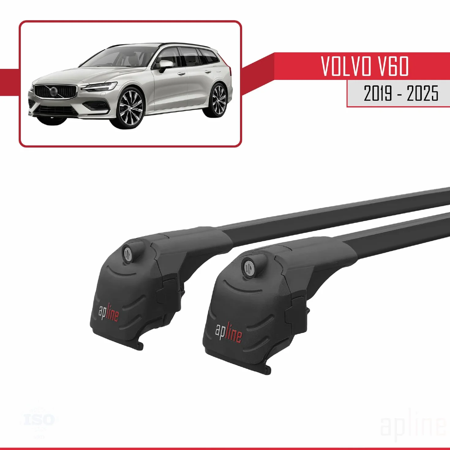Aluminiowe poprzeczki dachowe Czarny 2 szt. do Volvo V60 II 2018-2026