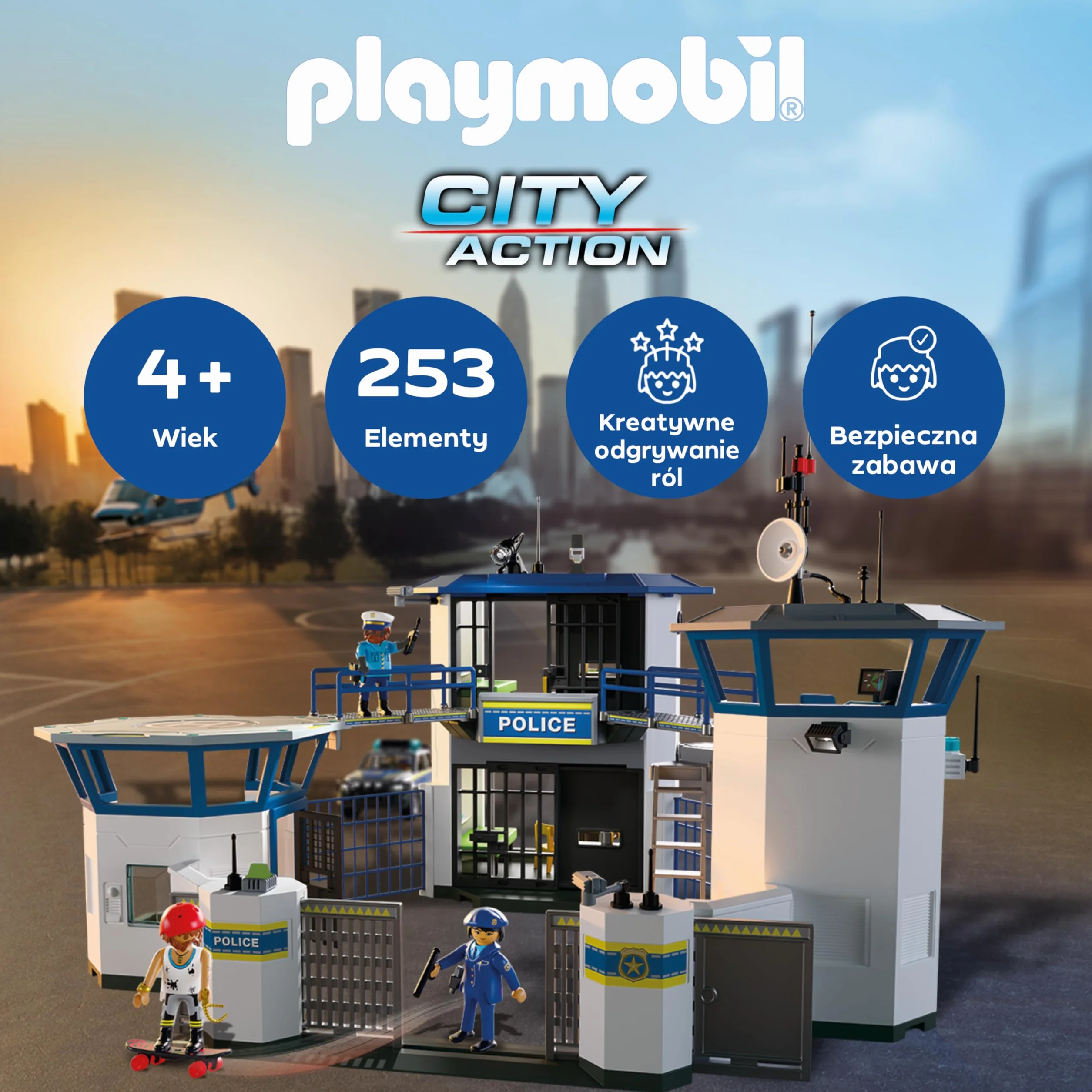 PLAYMOBIL Action Heroes 71873 - policyjne centrum dowodzenia, zabawka policyjna, zabawka przygodowa dla dzieci od 4 lat, wspiera odgrywanie ról i kreatywność, z figurkami do zabawy i akcesoriami