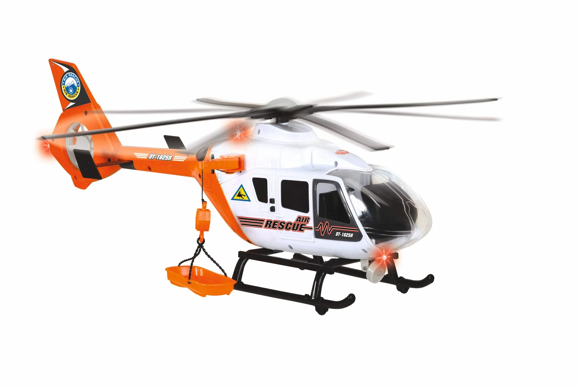 Dickie Toys Helikopter ratunkowy z oświetleniem i dźwiękiem, obracający się wirnik, wciągarka linowa, 64 cm
