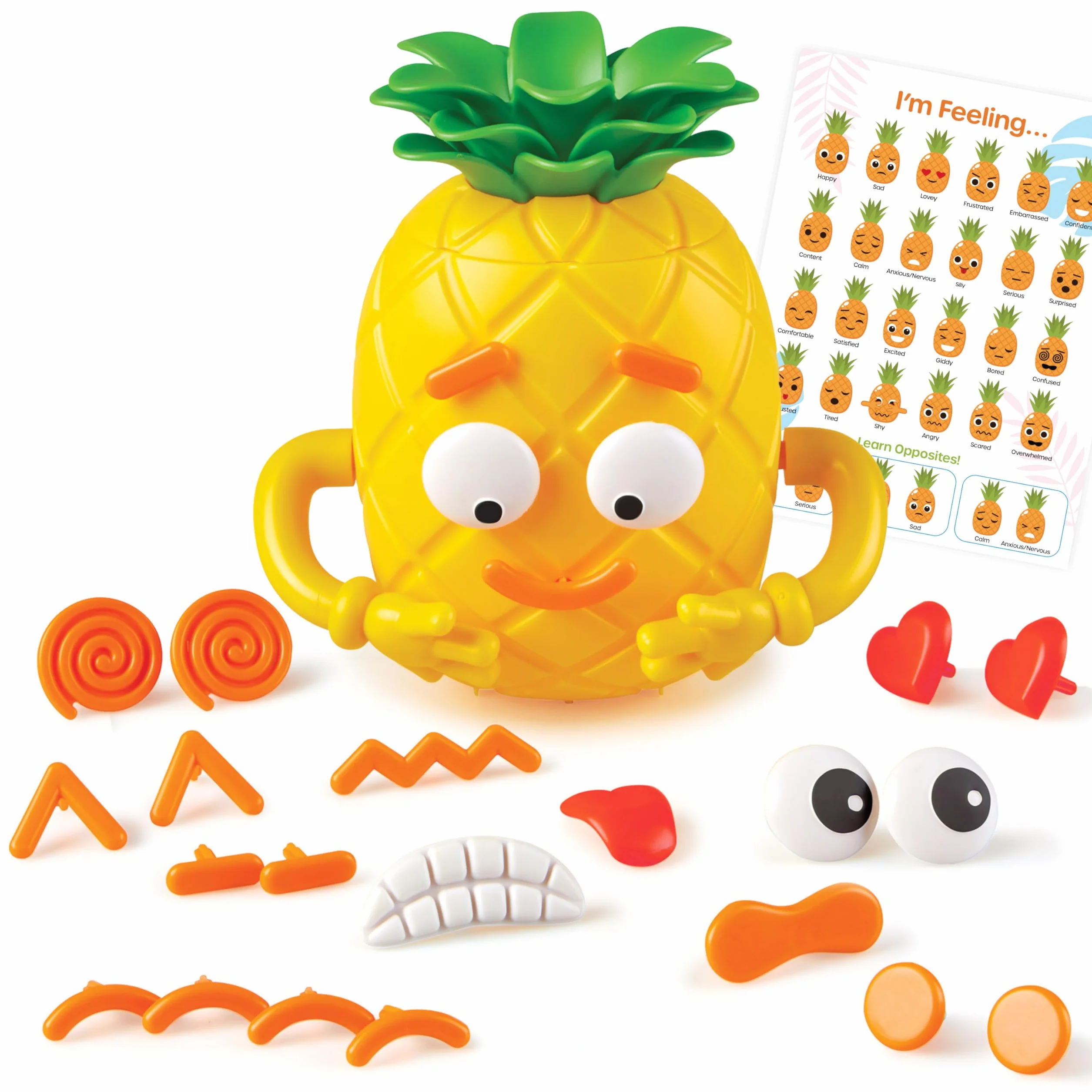 Learning Resources Big Feelings Pineapple Spo?eczna Nauka Emocjonalna Zabawka 30-Kawałek Zestaw, żółty