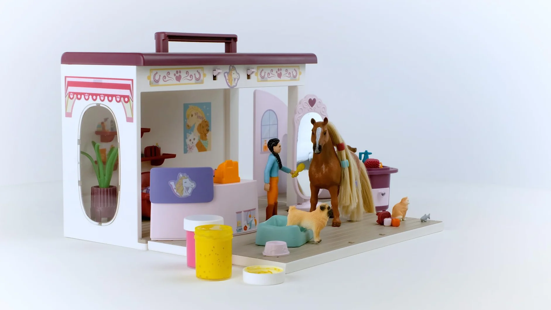 schleich 42614 Salon piękności dla zwierząt, od 4 lat, HORSE CLUB Sofia's Beauties - Zestaw do zabawy, 18 kawałki