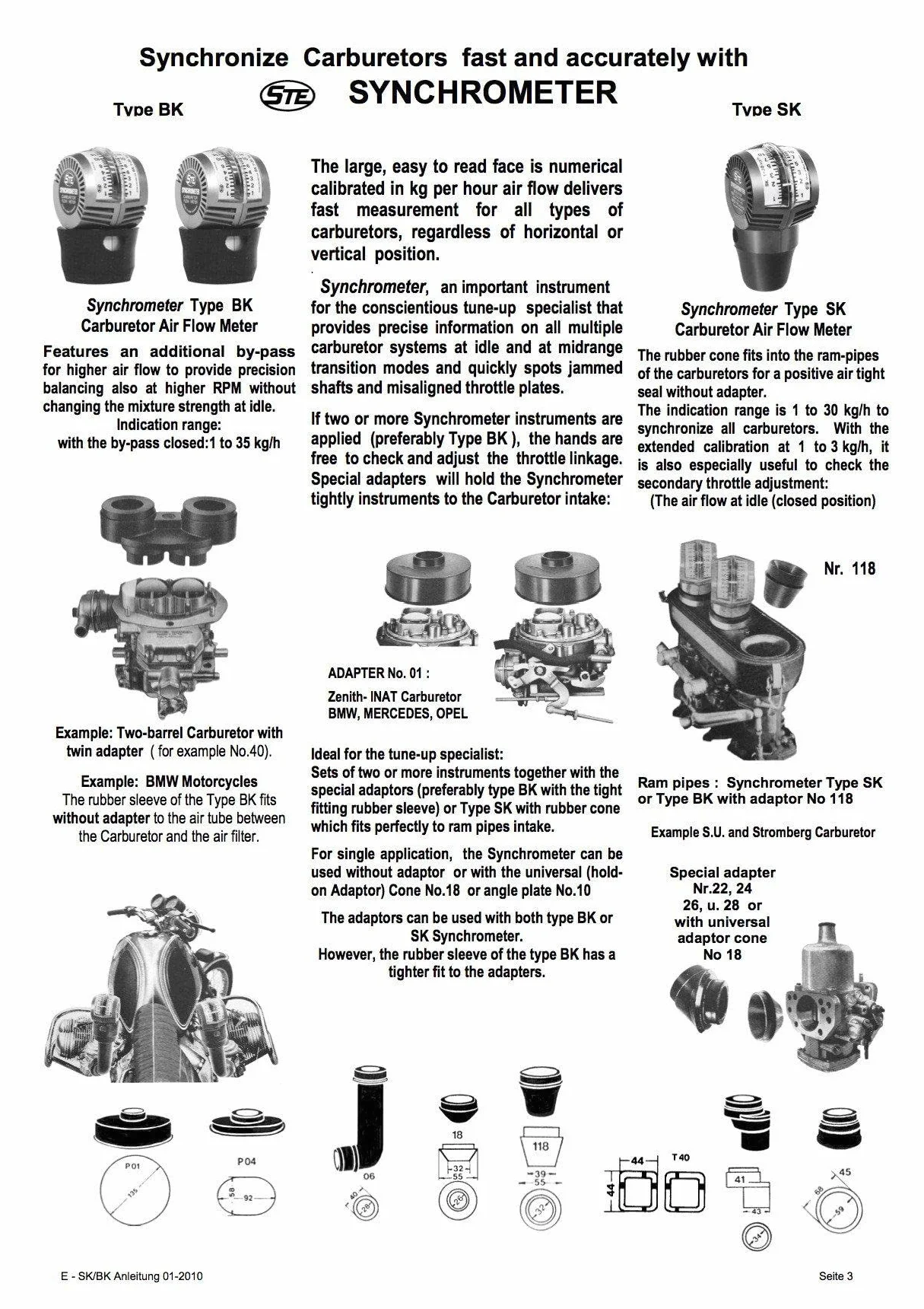 ITC International Tool Company Synchrometr gaźnika Schleyer STE Gaźnik Weber, Dellorto, SU Tuning SK1-30