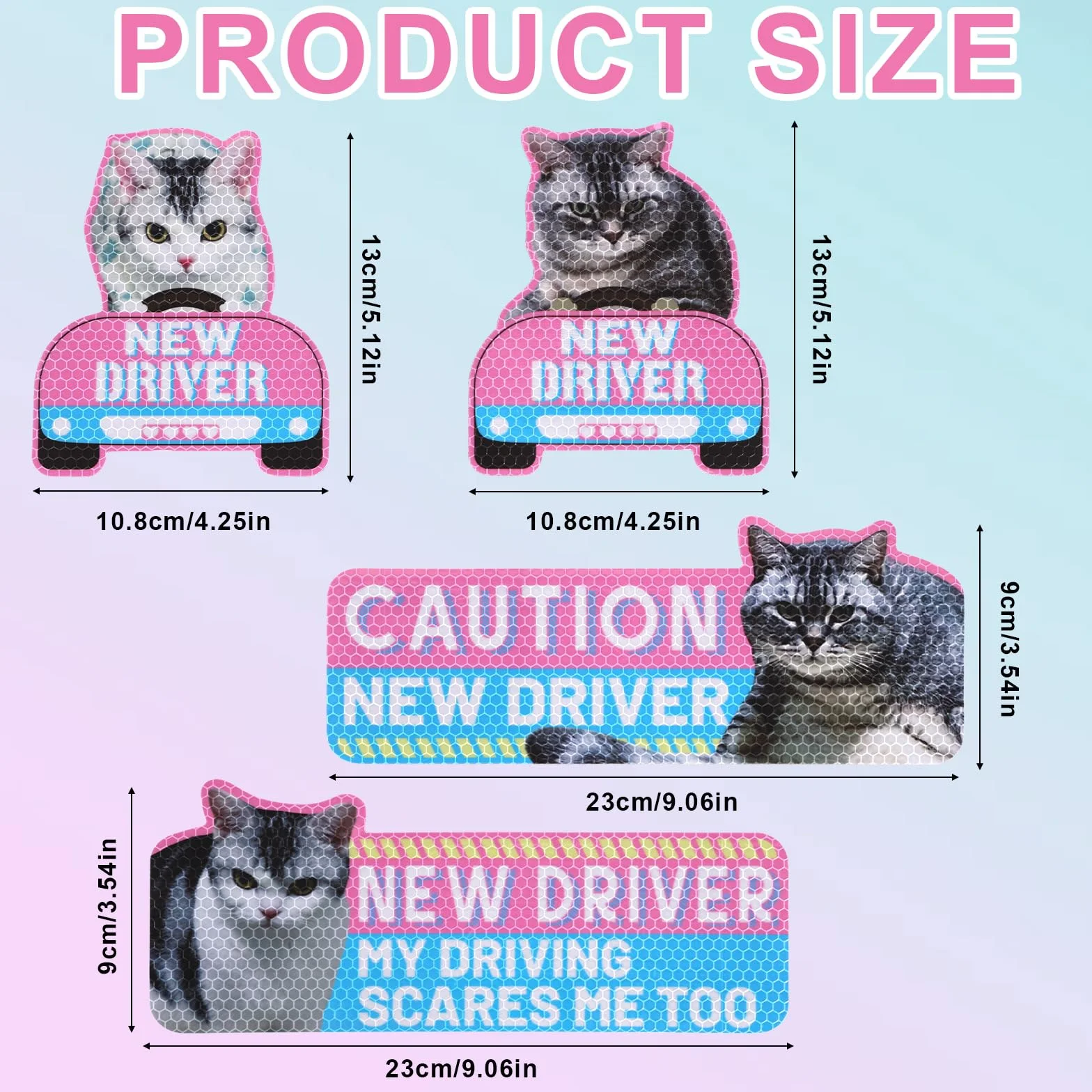 4szt Magnesów Samochodowych Kotem New Driver, Poważne Kociaki Odblaskowe Znaki Ostrzegawcze New Driver Użytku Naklejki Bezpieczeństwa Zderzak Magnetyczne Naklejki Samochodowe Prezent