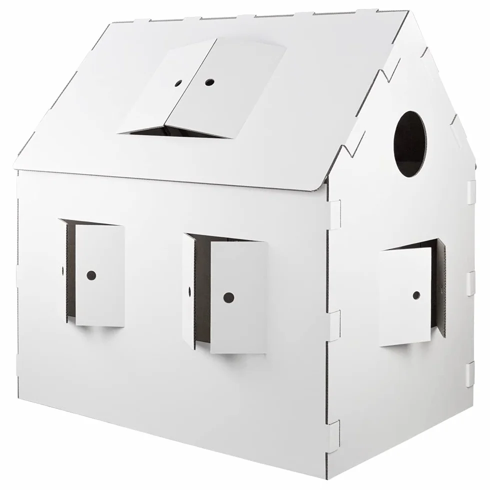 Domek do zabawy dla dzieci, karton do majsterkowania, do domu, kartonu, kartonu, domku do majsterkowania, domku papierowego, domku dla dzieci, do malowania wewnątrz i na zewnątrz Kingpower
