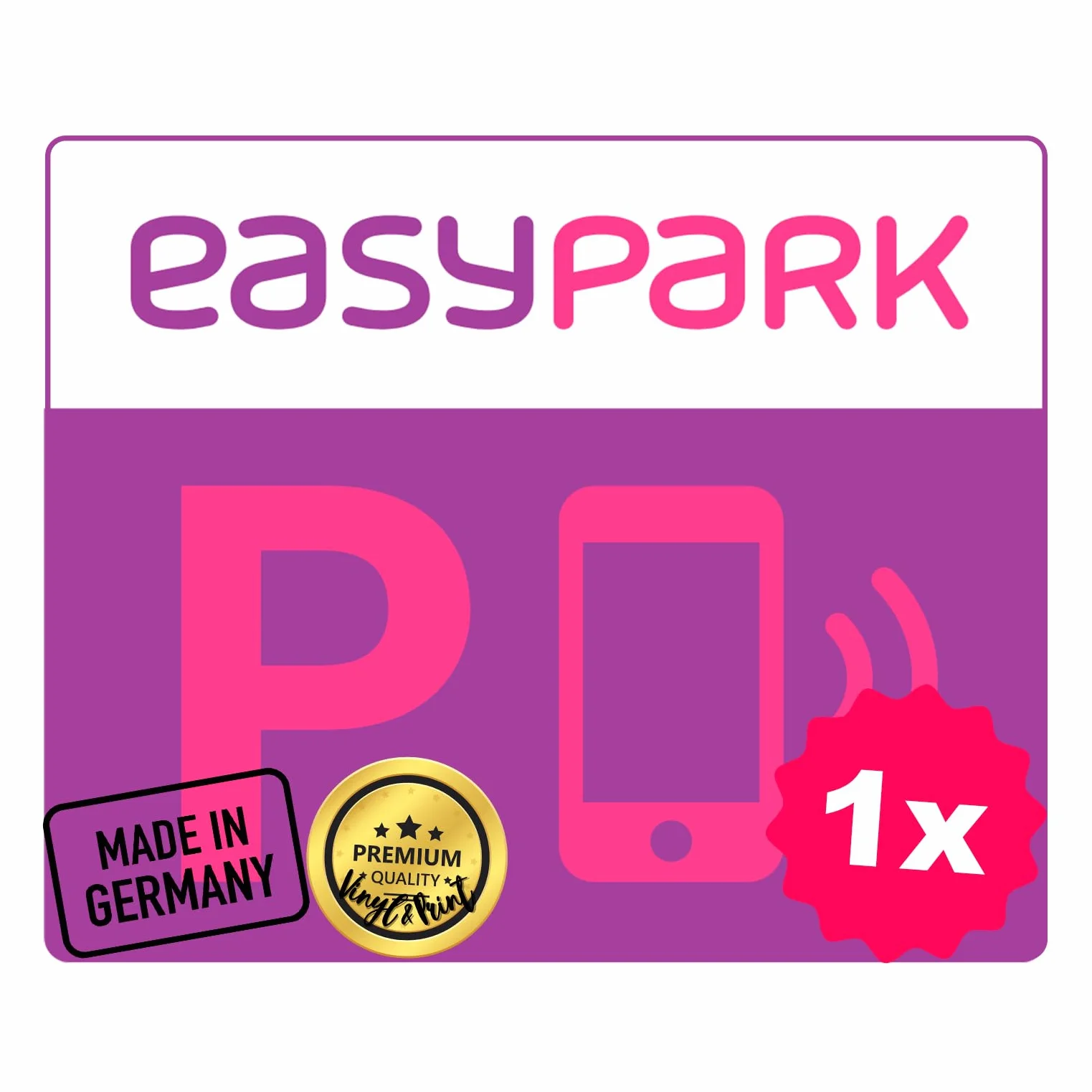 EASYPARK Easy Park naklejka na szybę – kompaktowa naklejka na samochód (5 x 4 cm) na przednią szybę | parkowanie aplikacji, winieta samochodowa | Made in Germany (1)