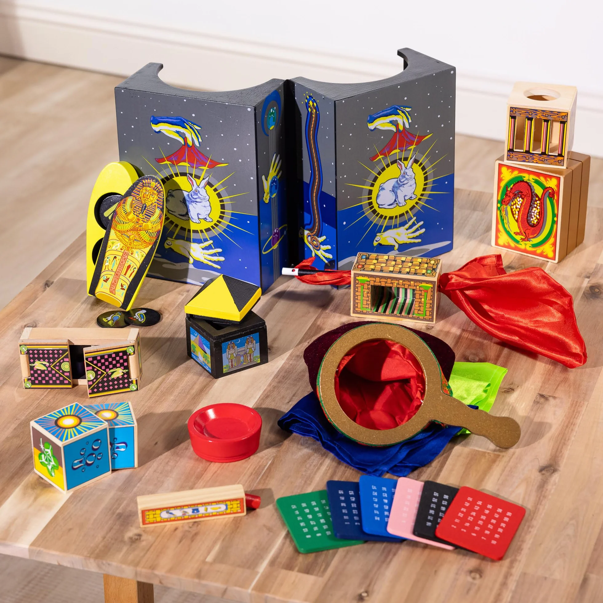 Melissa & Doug luksusowy zestaw magiczny, zabawa z odgrywaniem ról, zestaw zabawkowy, drewniana zabawka, od ósmego roku życia, prezent dla chłopca lub dziewczynki