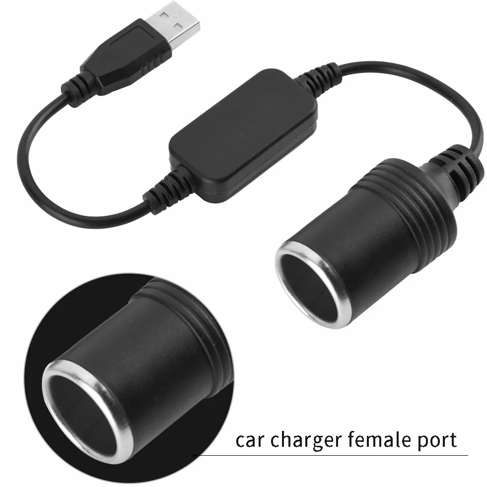 Adapter Port USB 12V do Zapalniczki Samochodowej 5V USB A Męski na Gniazdo Żeński Konwerter