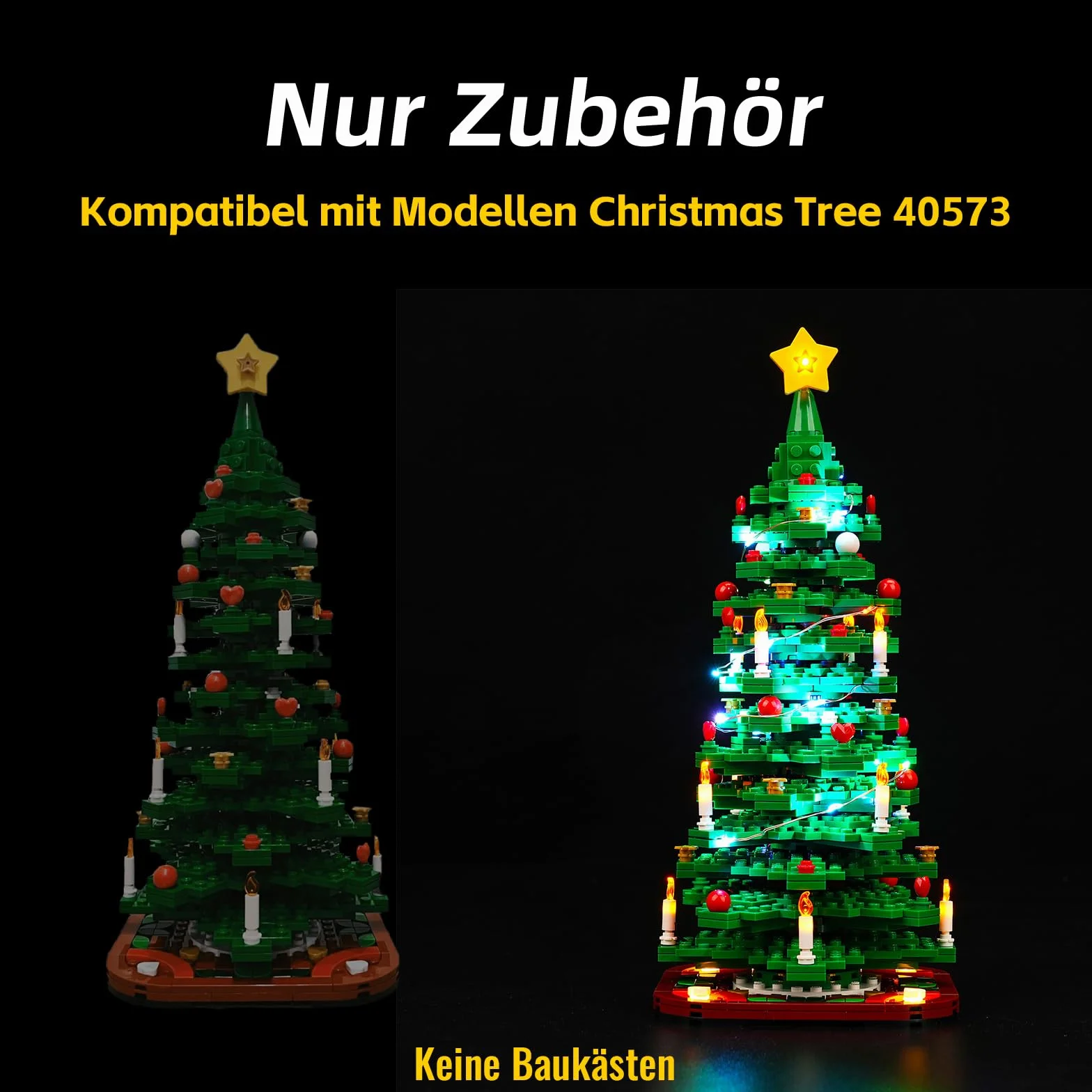 BrickBling Aktualizacja wersja zestaw oświetleniowy LED, kompatybilny z choinką Lego (nie jest to model), zestaw oświetlenia dekoracyjnego do klocków 40573, kreatywne lampki do zabawek