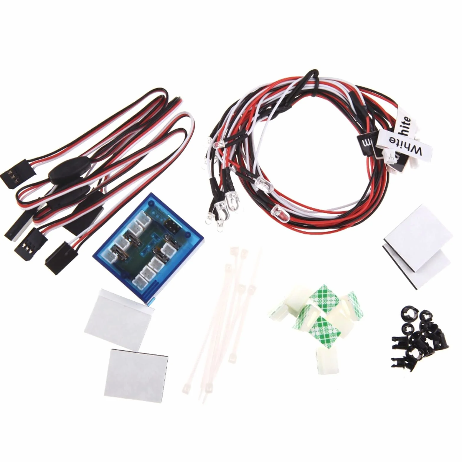 WANGCL 12 diod LED, zestaw świateł samochodowych, zdalnie sterowany, 1/10 RC, samochód, ciężarówka, gąsienica, symulacja kierunkowskazów i hamulców