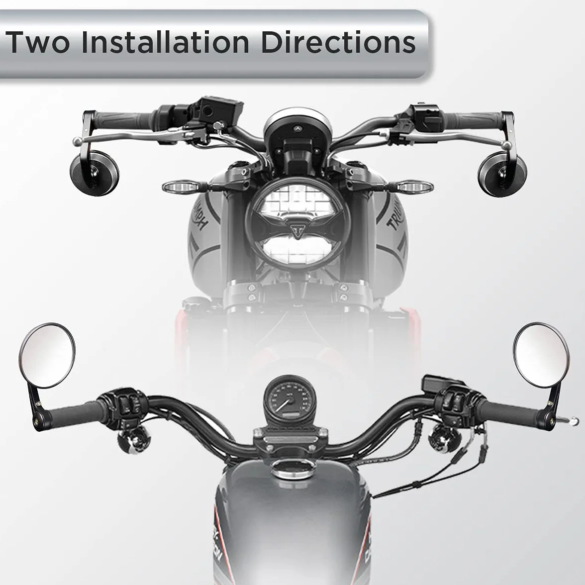 Evermotor Uniwersalne okrągłe lusterko wsteczne na kierownicę, zestaw z certyfikatem E, E-Mark, quad, skuter, ATV, motorower