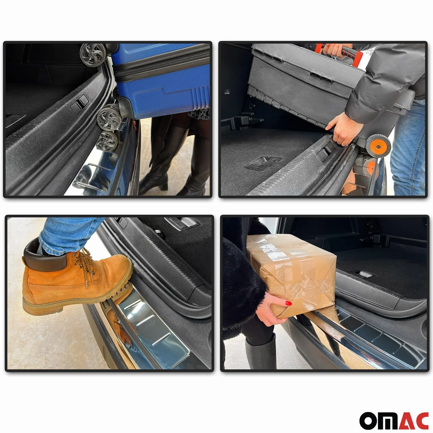 OMAC Listwa Progu Bagażnika Ochrona Zderzaka kompatybilny z Volvo XC60 2018-2026 Stal Nierdzewna Srebrny