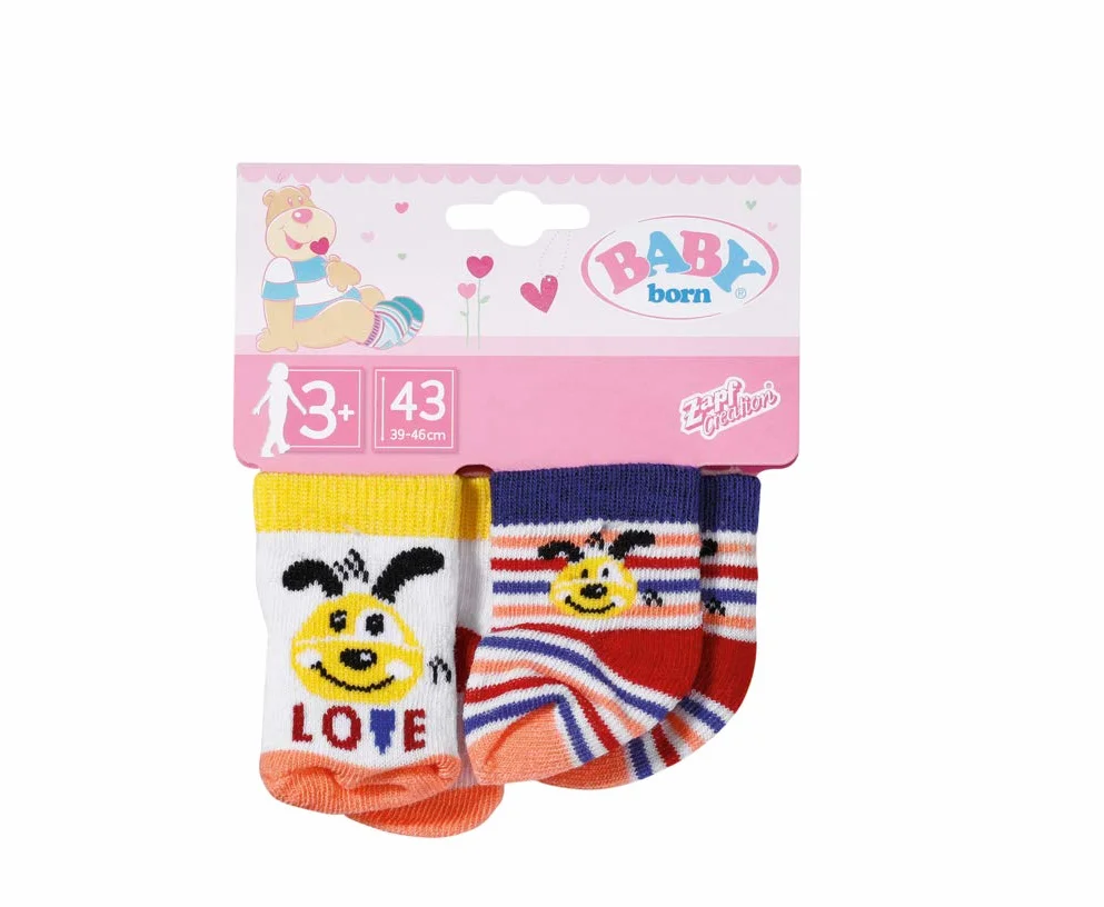 BABY born Assorted Socks 43cm Set of 2 - For Toddlers 3 Years and Up - Easy for Small Hands - Includes Socks in Two Styles