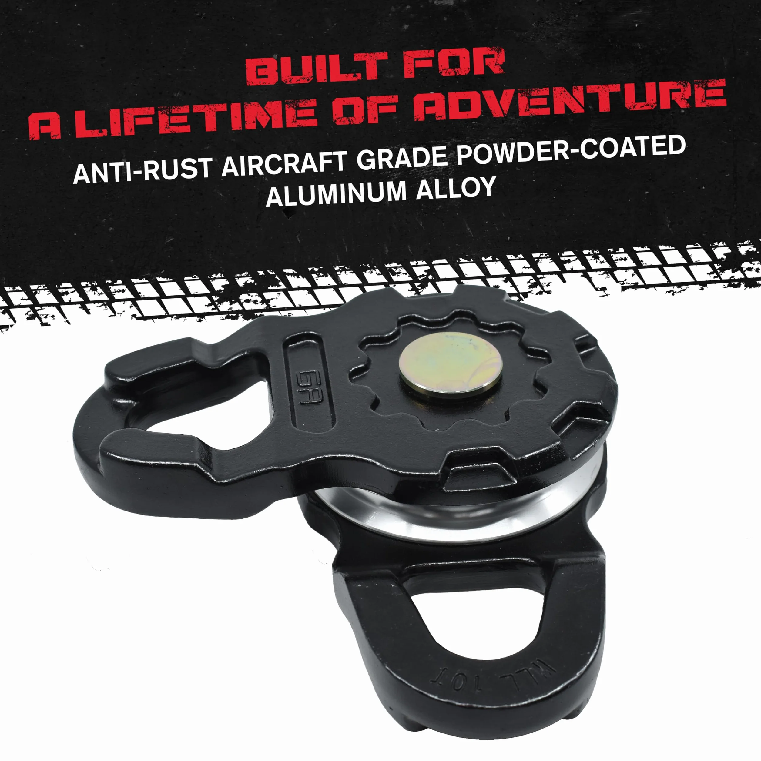 GearAmerica Bloczek Ultra Snatch Pulley, czarny, wytrzymałość 20 t, aluminiowy, do wyciągarki do liny syntetycznej i miękkich szekli, bloczek snatch do odzyskiwania off-road – 20 ton, czarny