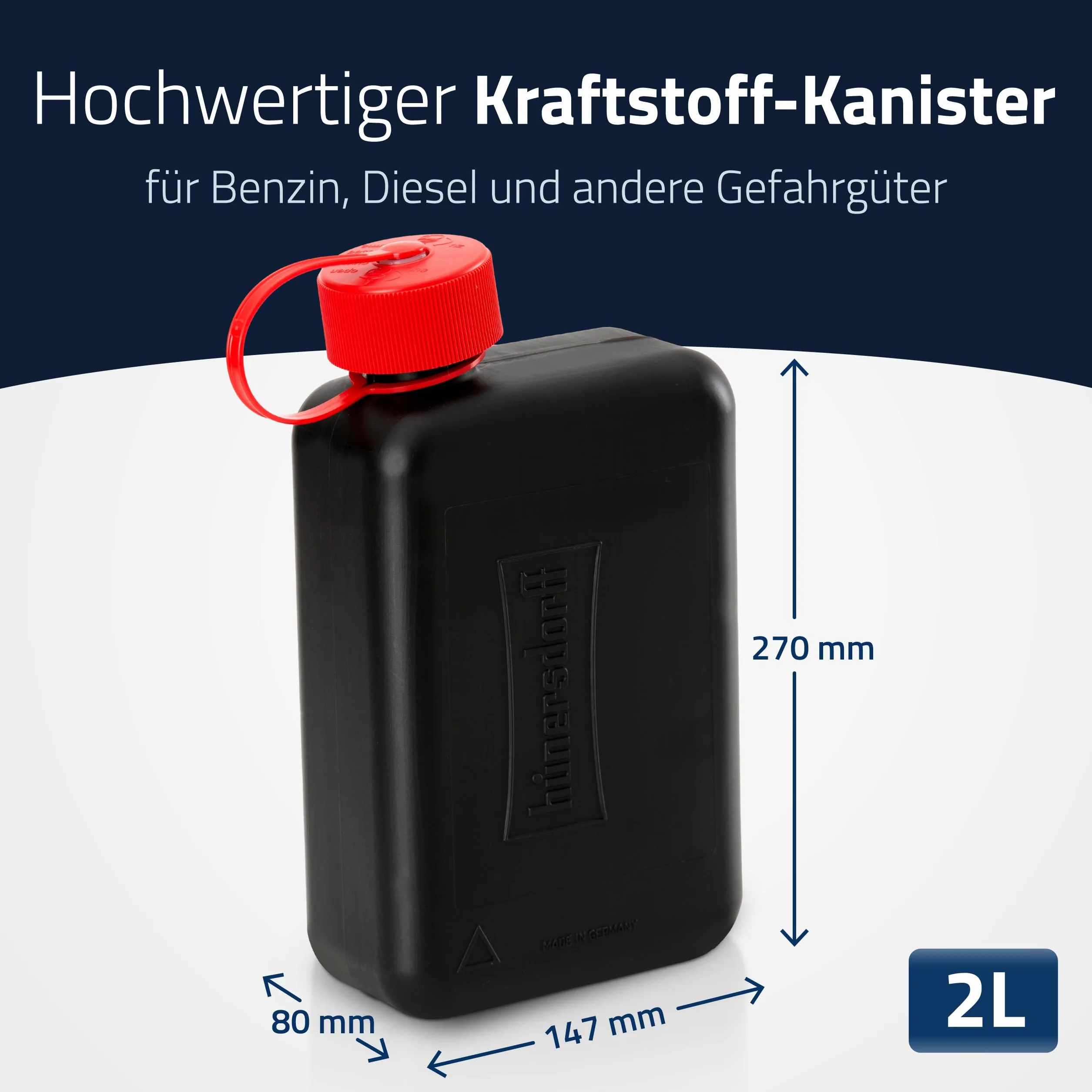 Hünersdorff Kanister na paliwo STANDARD 2 l, HD-PE, czarny
