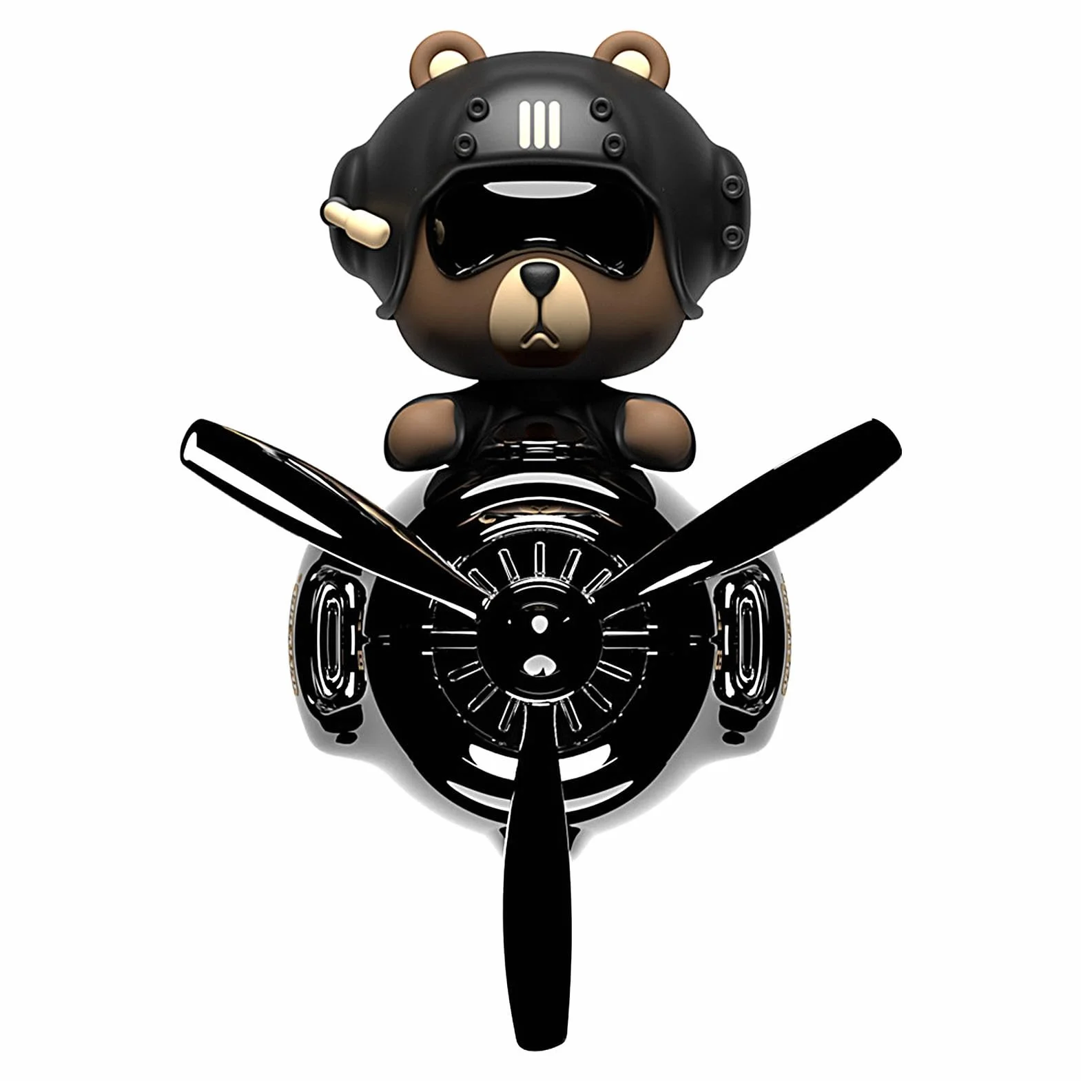 Bear Car Freshener Vent Clip Shaking Head Aromatherapy Diffuser Black