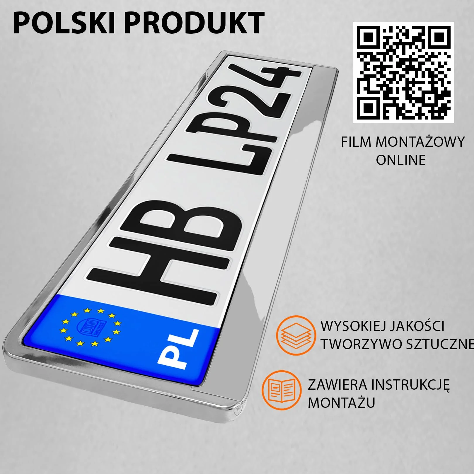 Uchwyt tablicy rejestracyjnej chrom 520x110 mm 2 szt. Ramka do tablic rejestracyjnych PL