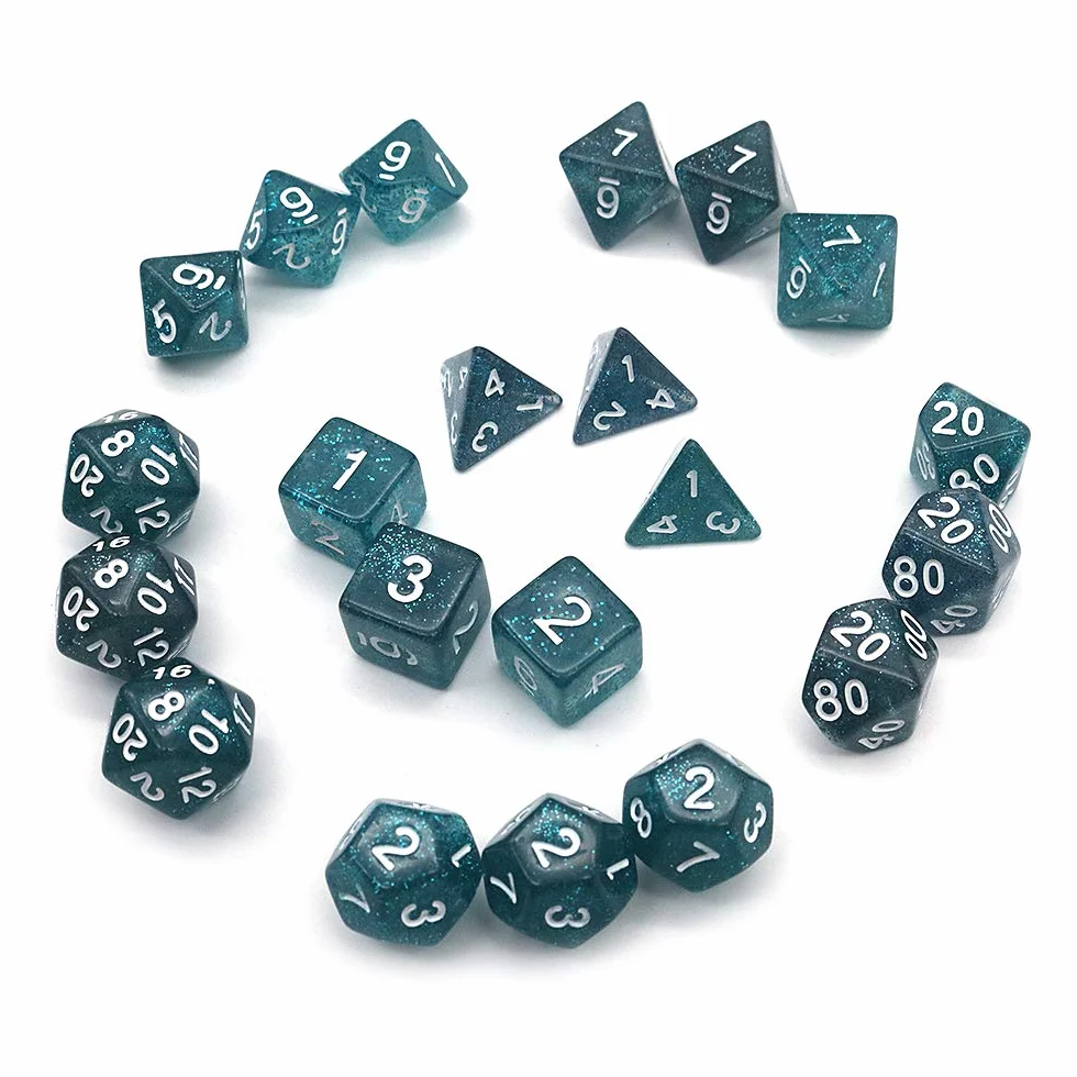 DollaTek Glitter Point Polyhedral Dice Set Gry sto?owe Ko?ci 3 zestawy ko?ci 3 x 7 (21 sztuk) Die Series D20 D12 D10 D8 D6 D4 DND DND RPG MTG Double Colors One Piece (niebieski)