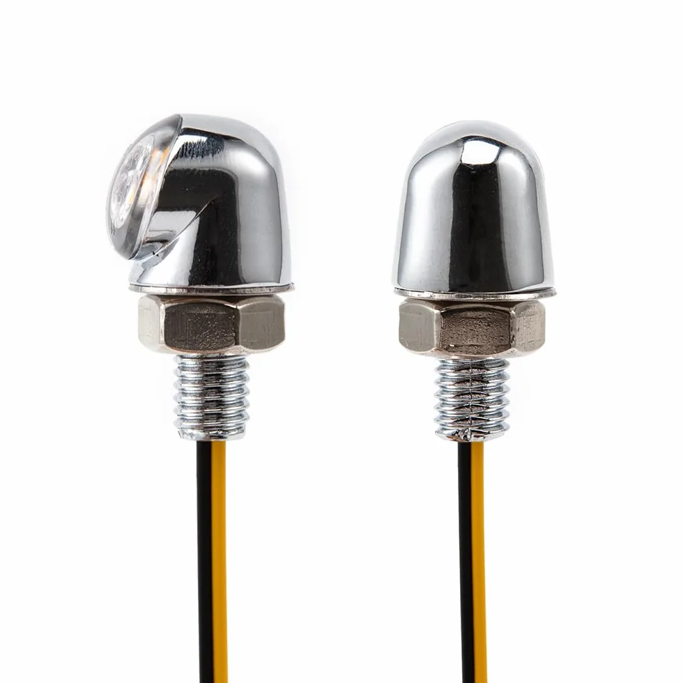 Mini LED Motocykl Kierunkowskazy Światła Boczne Marker 12V 8mm Śruba Srebrny