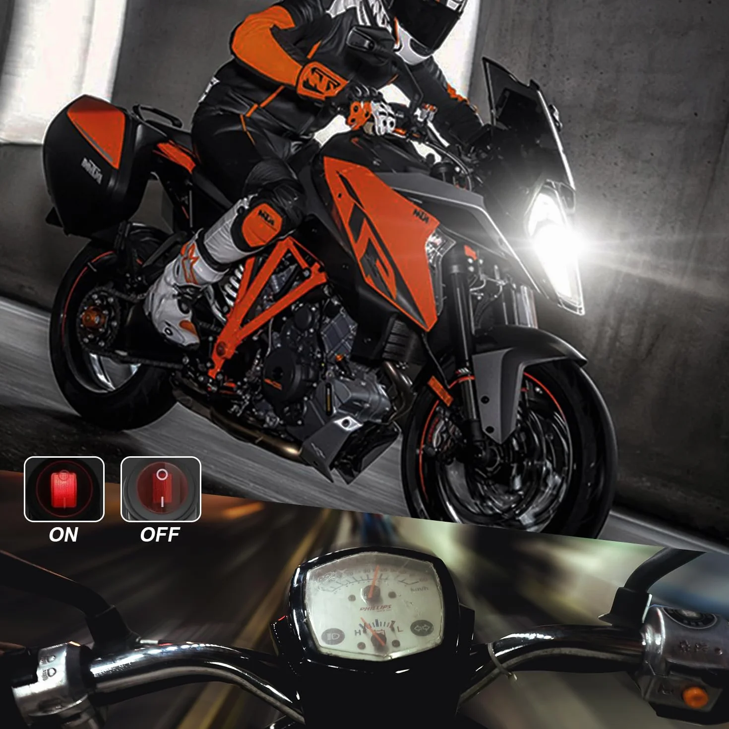 Erato Zestaw okablowania światła LED do motocykla, 2 przewody, nylonowa wiązka przewodów 7/20.3 cm, przełącznik kierownicy, 12 V, 40 A, przekaźnik 10 A, bezpiecznik rzędowy, 18 AWG, do listwy