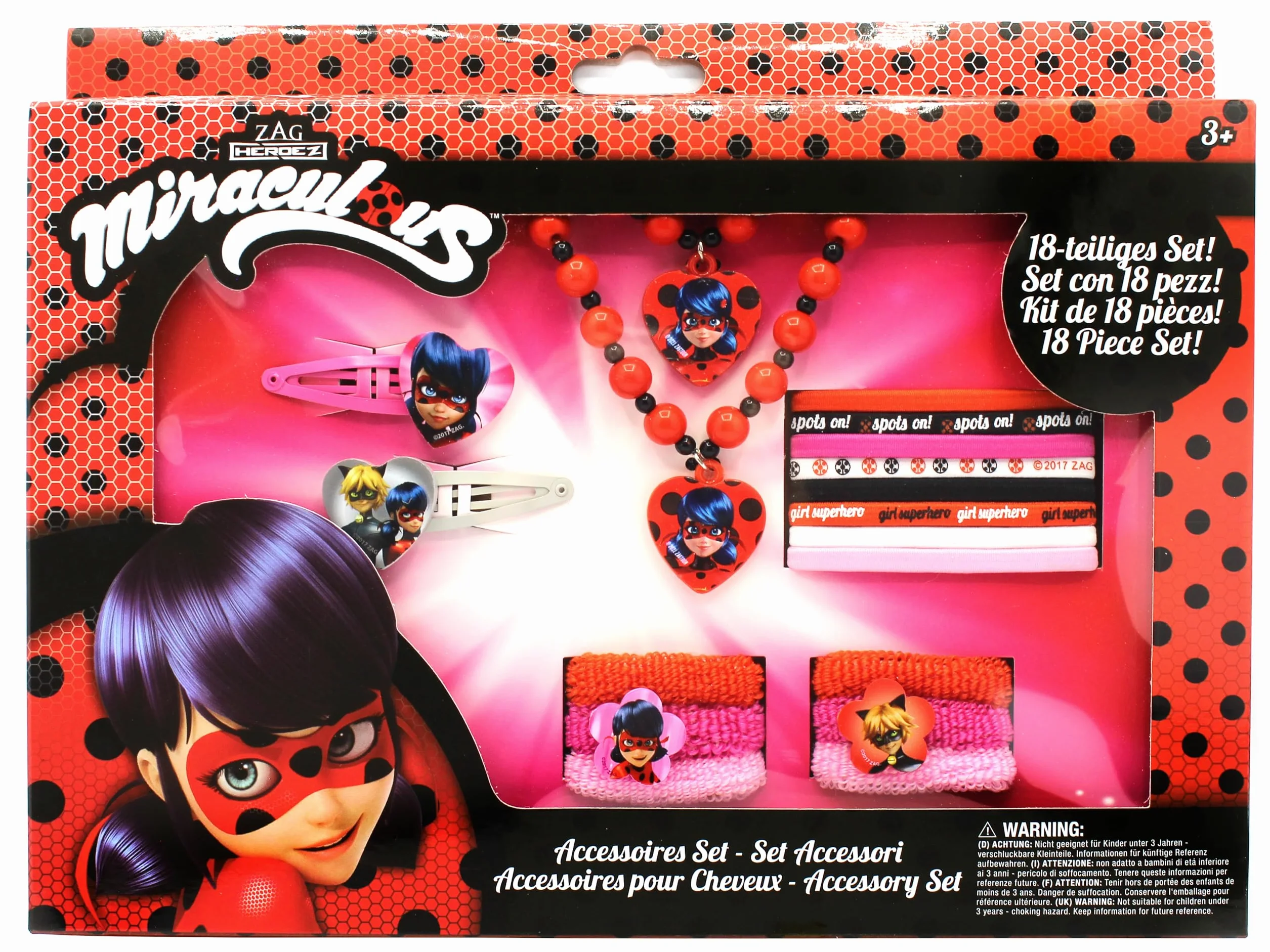Joy Toy 65979 Tales of Ladybug & Cat Noir Figurki & Charactere Miraculous zestaw akcesoriów 18-częściowy w opakowaniu prezentowym 28x3x22 cm, dziewczyny