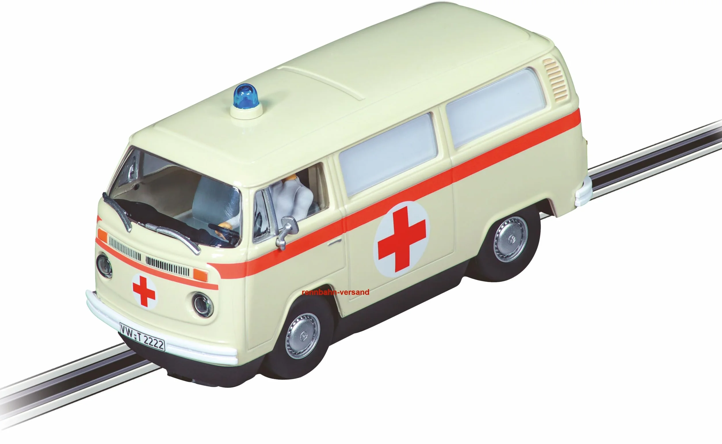 Carrera 20032033 - Digital 132 VW BUS T2b „Ambulans, Czerwony Krzyż” wyścigówka gotowa do ścigania idealna dla dzieci i dorosłych wierna w skali imitacja 1:32 z funkcją oświetlenia i dźwięku