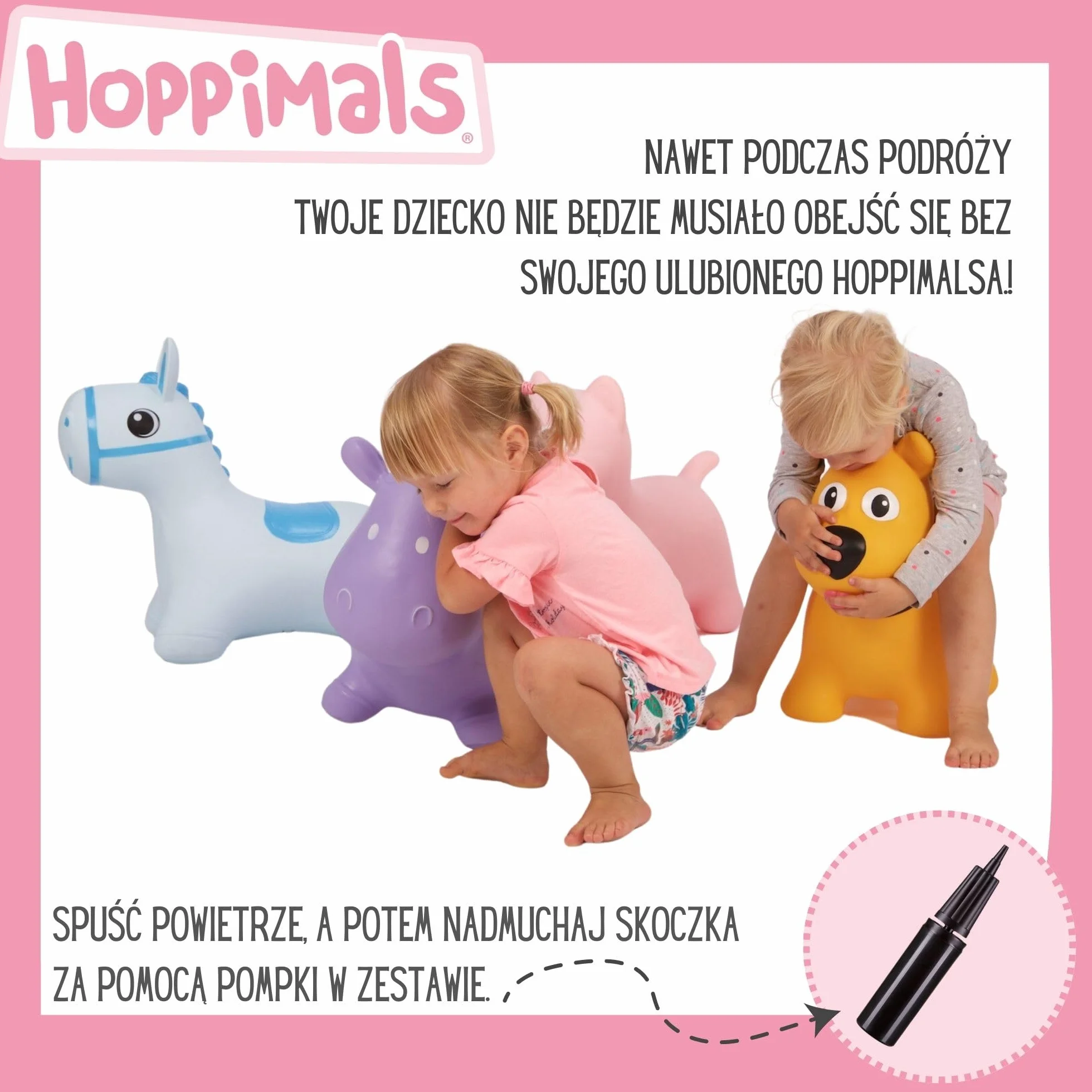 Gumowy Skoczek dla Dzieci - Nadmuchiwana Zabawka do Skakania - KOTEK Szary T-TFF-NN162 - Pompka i Kartonik w Zestawie - Dla Dzieci już od 1 Roku Życia - Idealny Prezent na Roczek