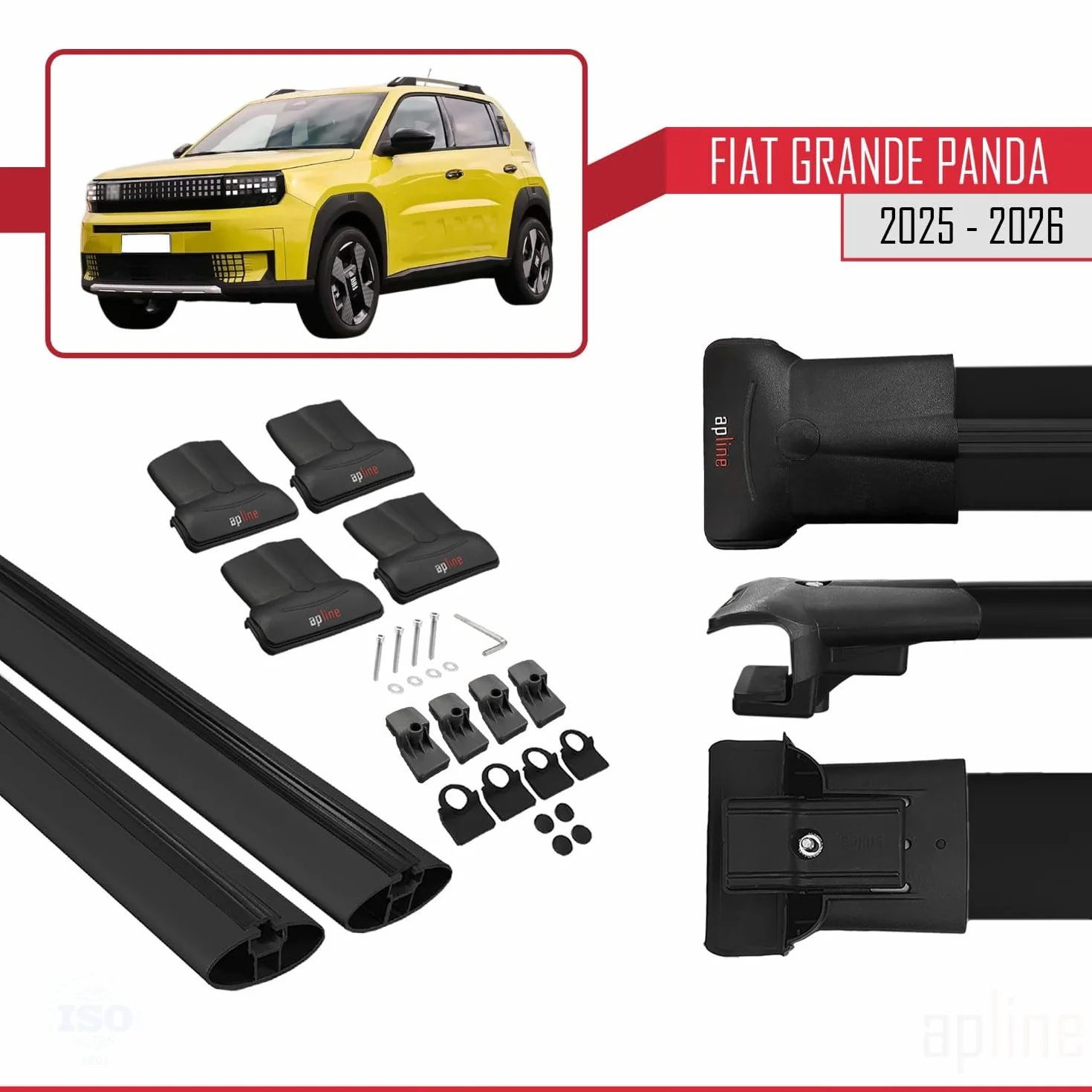 Aluminiowe poprzeczki dachowe Fiat Grande Panda 2025-2026 FLY Czarny 2 szt.