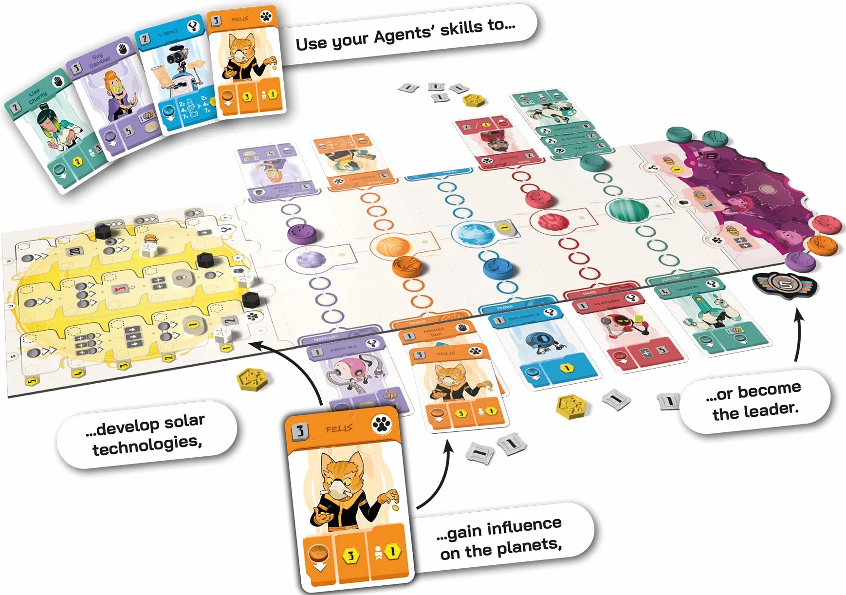Asmodee - Zenith - Gry planszowe - Gra strategiczna dla 2 lub 4 graczy - Przejmij kontrolę nad planetami, aby wygrać mecz - 30 min - język francuski - Playpunk Studio