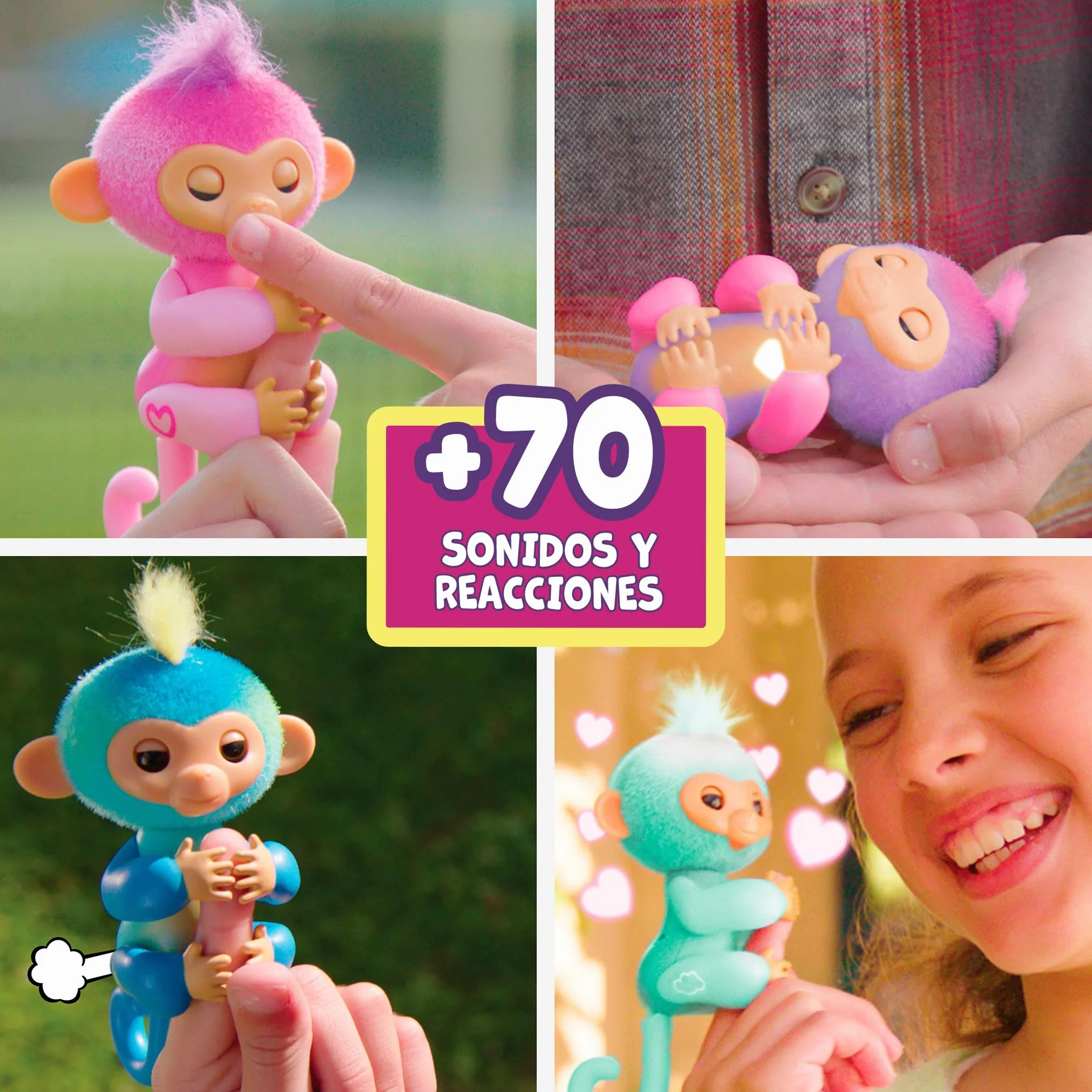 Bizak Fingerlings Harmony, słodka interaktywna monita, która czuje się gwiazdą muzyki pop i uwielbia śpiewać, Jest Divą, Z ponad 70 różnymi dźwiękami i reakcjami, z własną osobowością (61850001)