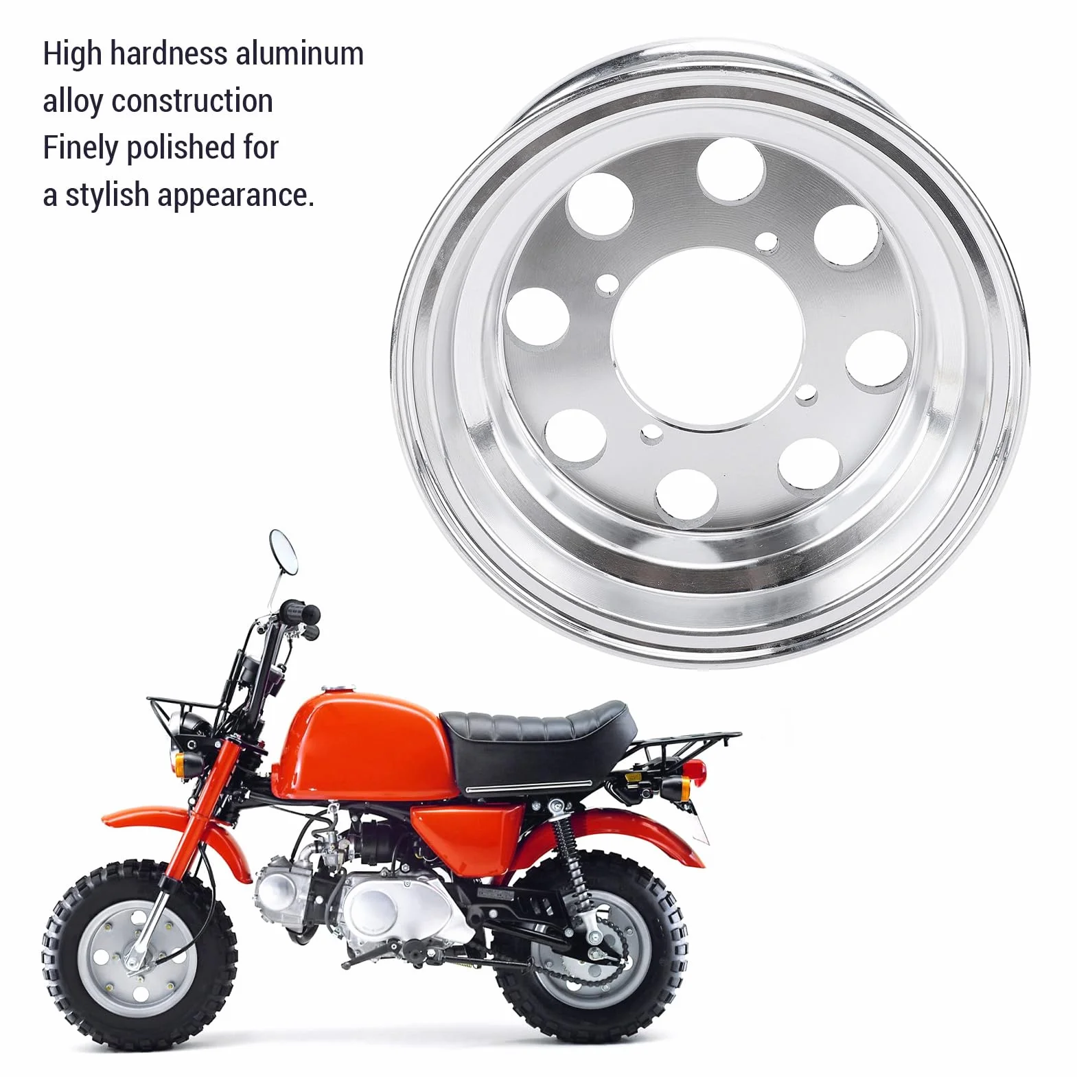 3,50-8 8-calowa Motocyklowe Koła, Lekkie Długotrwałe Aluminium Aluminiowe Koła z Drobnym Polerowaniem do Małpy Z50R Z50J
