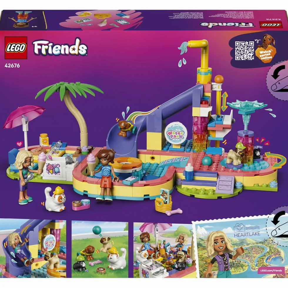LEGO Friends Frajda w parku wodnym, zabawka konstrukcyjna dla dzieci, 4 zabawkowe zwierzaki i 2 minilaleczki, pomysł na prezent dla dziewczynki lub chłopca od 6 lat 42676