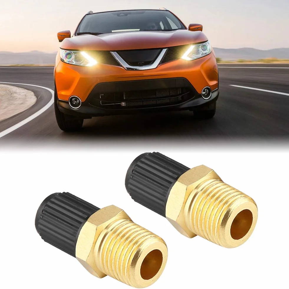 Zawór sprężarki powietrza-Duokon 2 szt. 1/8 "zawór NPT MPT, mosiężny automatyczny zawór napełniania zbiornika do samochodu (czarny + złoty)