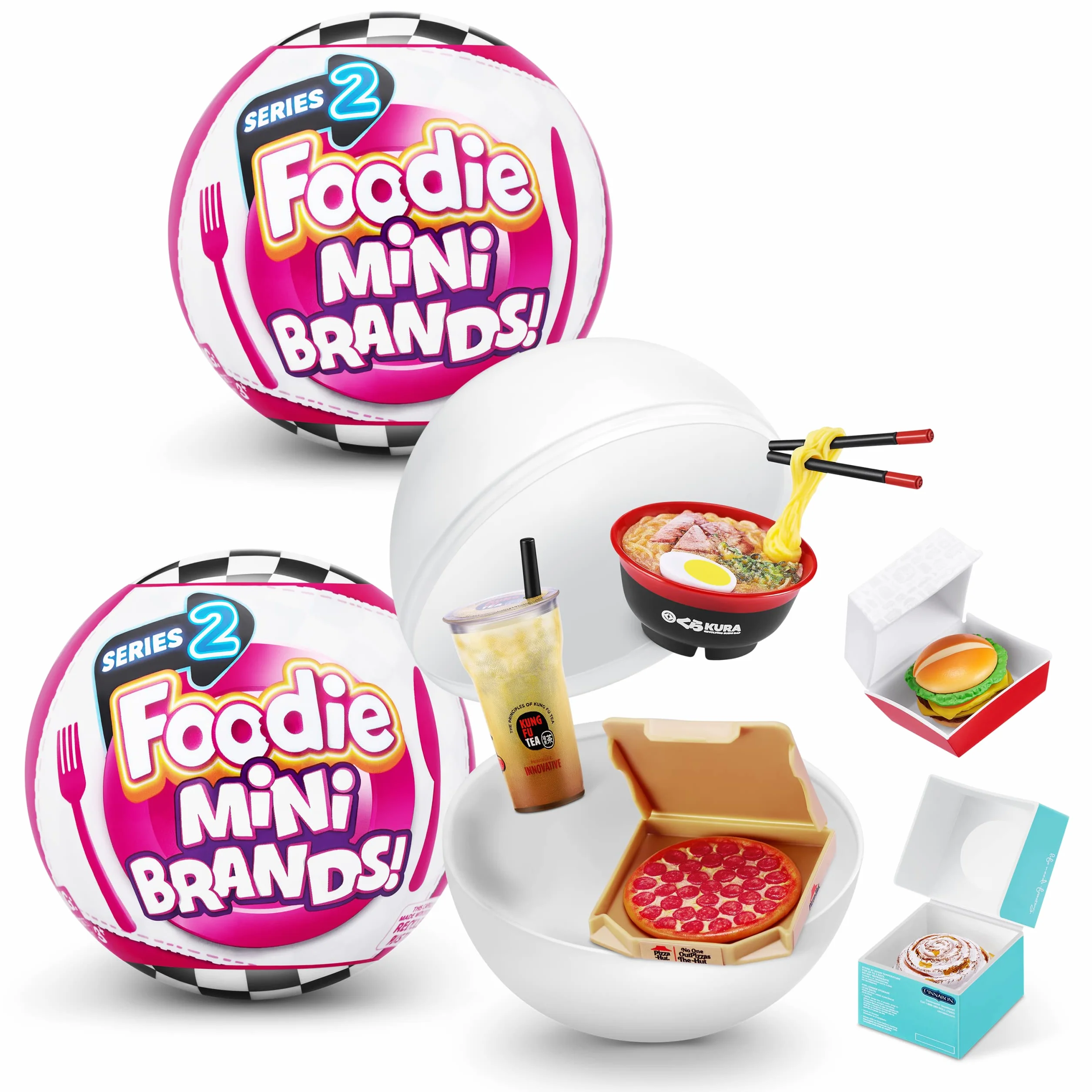 5 niespodzianek Mini Brands Foodie Series 2 (2 sztuki) tajemnicza kapsuła prawdziwe miniaturowe marki kolekcjonerska zabawka, przedmioty kolekcjonerskie, zabawki fast food i akcesoria na zakupy