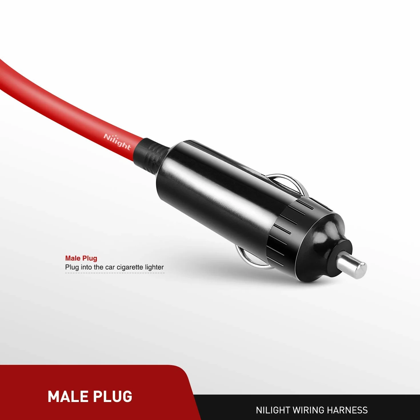 Nilight Kabel przedłużający do zapalniczki samochodowej o dużej wytrzymałości 4,3 m 12 V/24 V z gniazdem zapalniczki samochodowej
