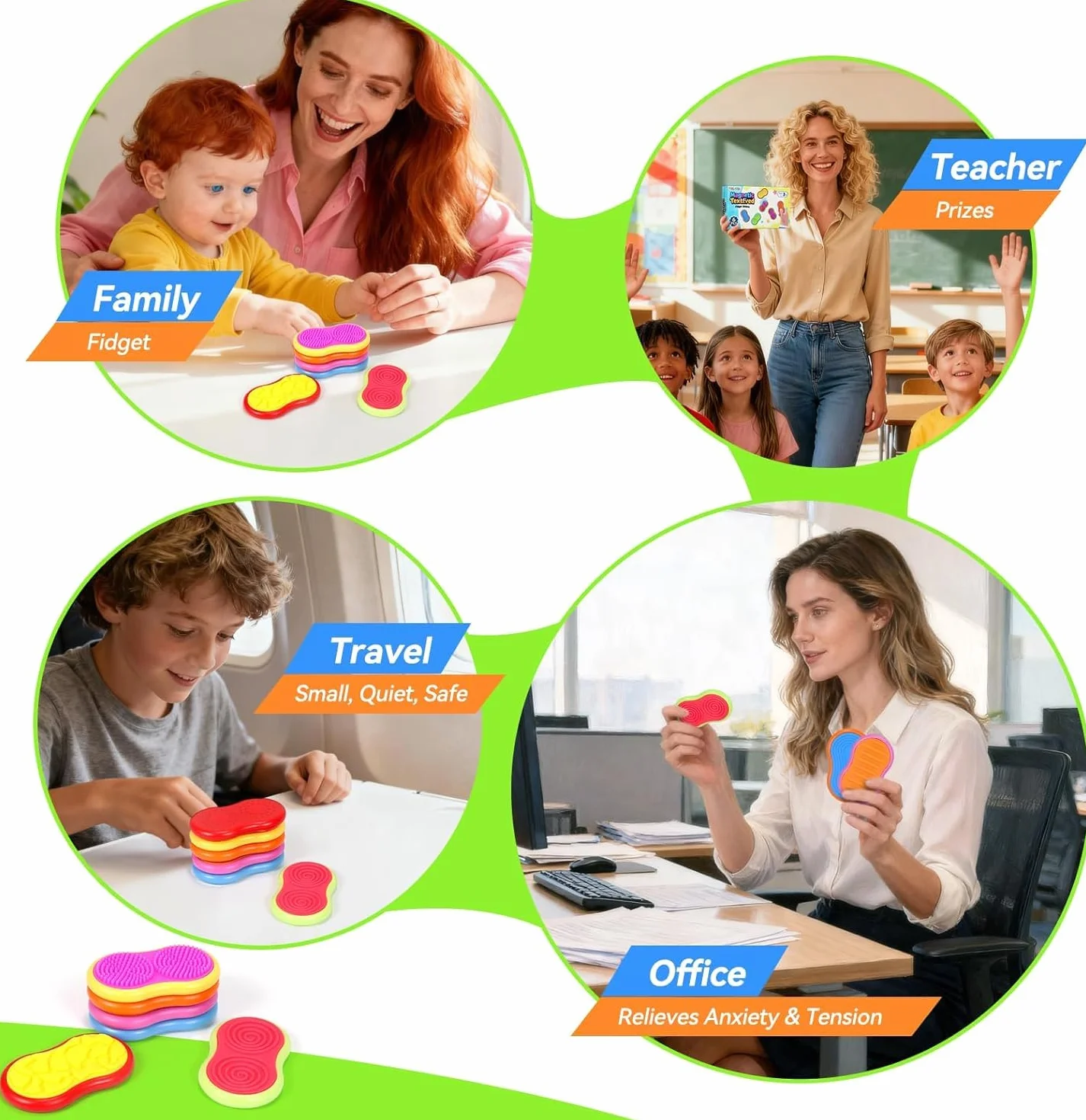magnetyczne zabawki fidget slider, silikonowe, sensoryczne zabawki dla autyzmu i ADHD, redukujące stres, zabawki antystresowe, dla dorosłych i dzieci, 6 sztuk