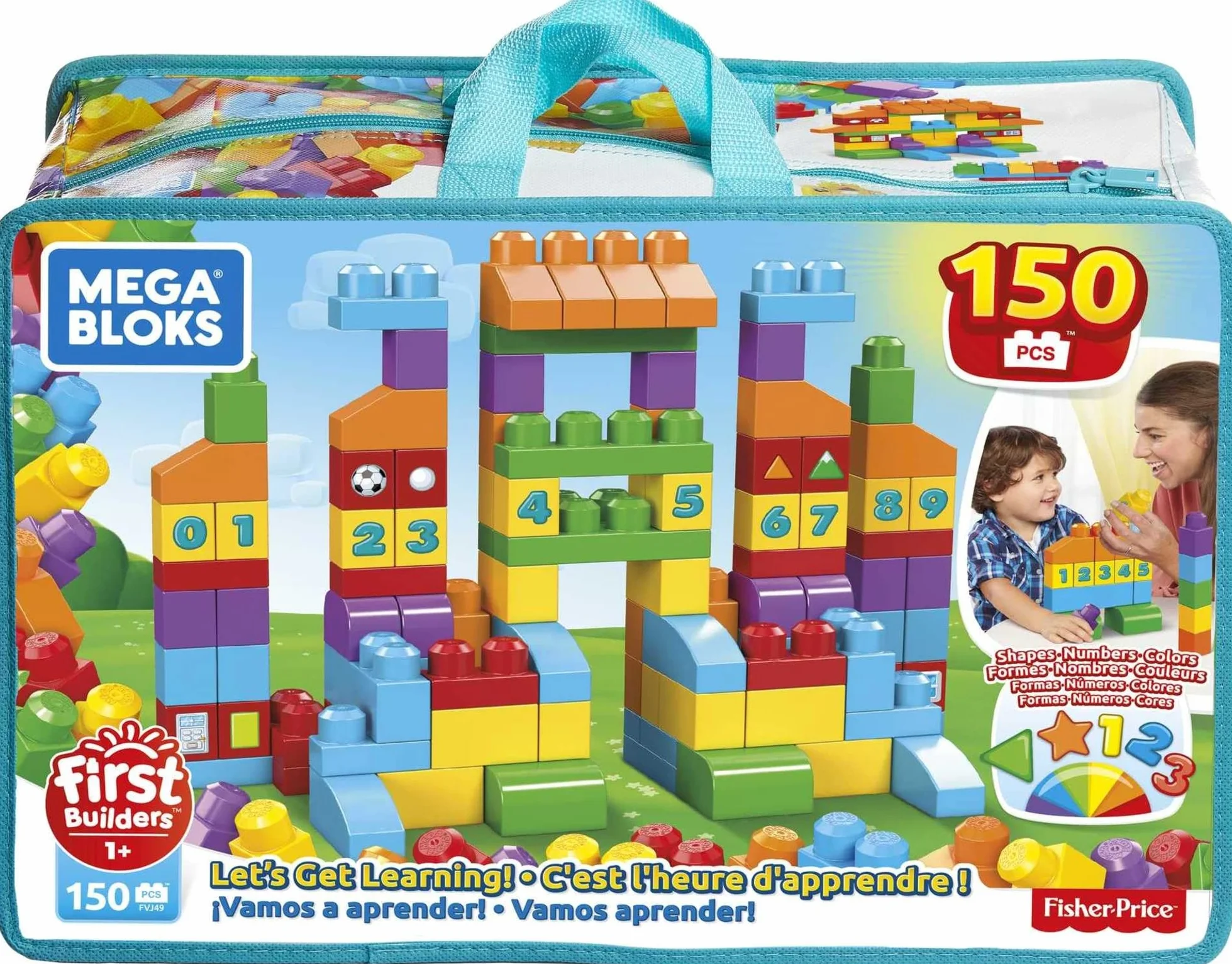 MEGA Bloks FVJ49 - Torba na klocki, 150 części, kolorowa, zabawki od 1 roku życia