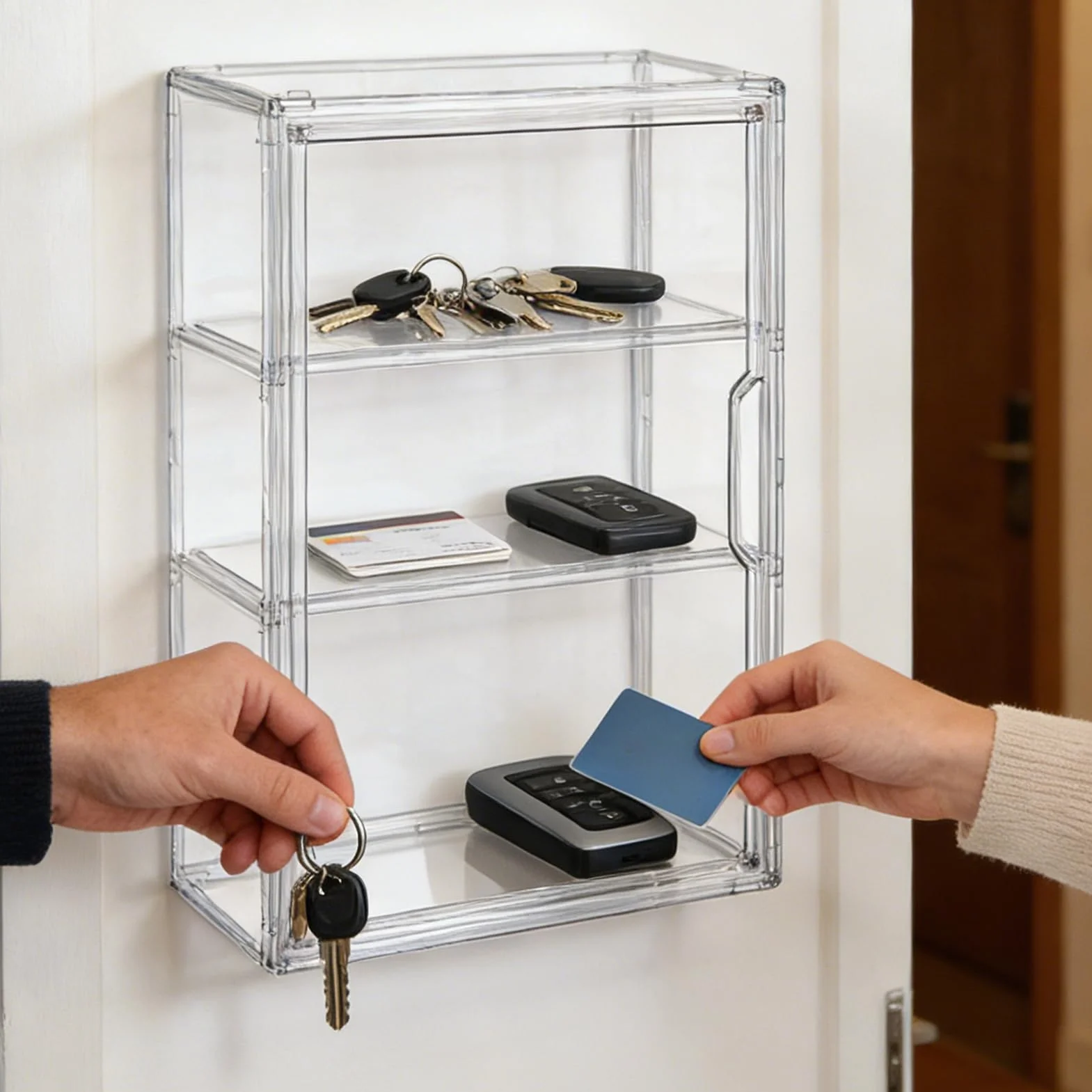 Gablota na miniatury, akrylowy organizer dla lalek z magnetycznymi drzwiami, pudełko do przechowywania figurek z wyjmowaną półką, do domu, mieszkania, szkoły, książek, , lalek, figurek
