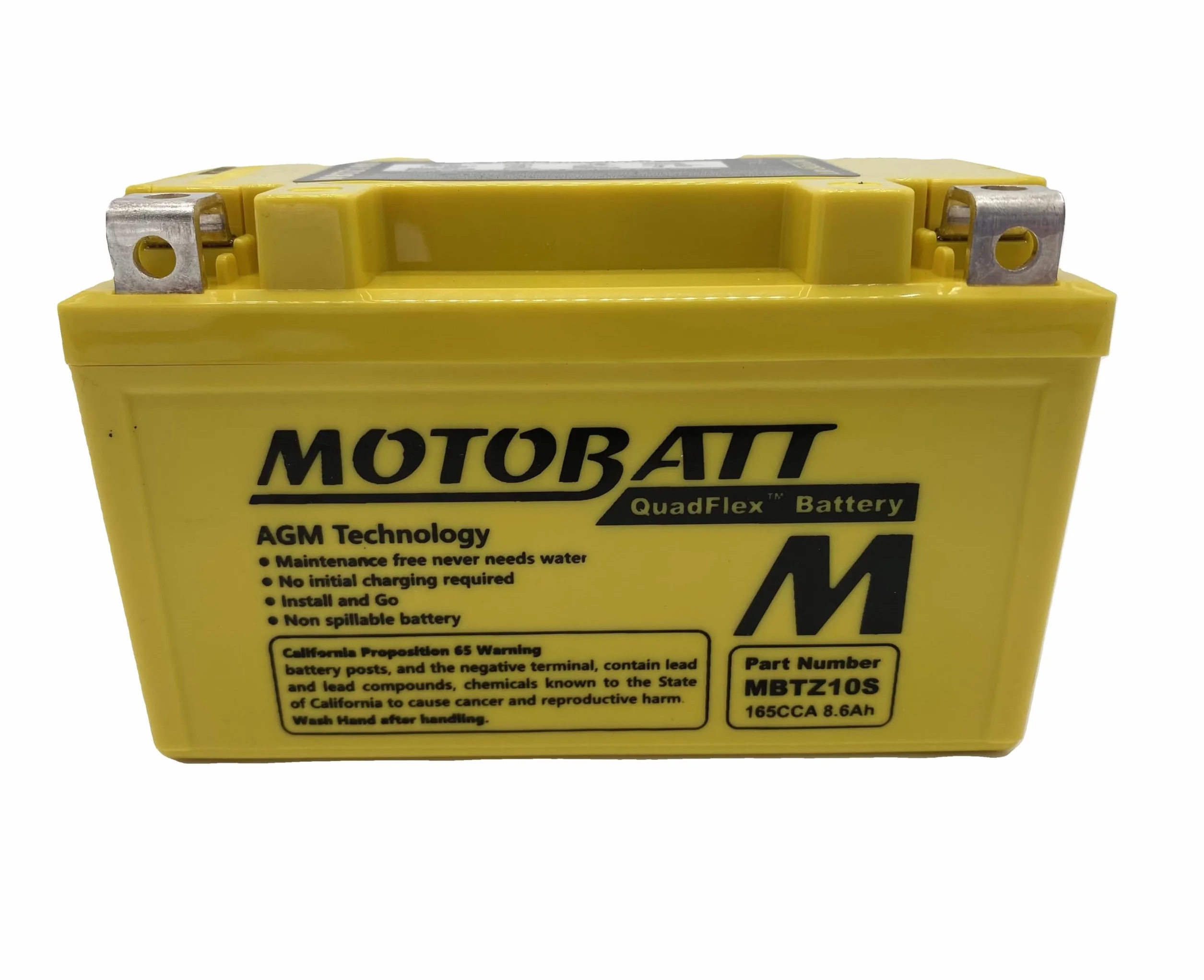 MotoBatt MBTZ10S 12V 8.6Ah AGM Wstępnie naładowany uszczelniony akumulator - kompaktowy i bezobsługowy, 151x87x95 mm, do skuterów i lekkich motocykli