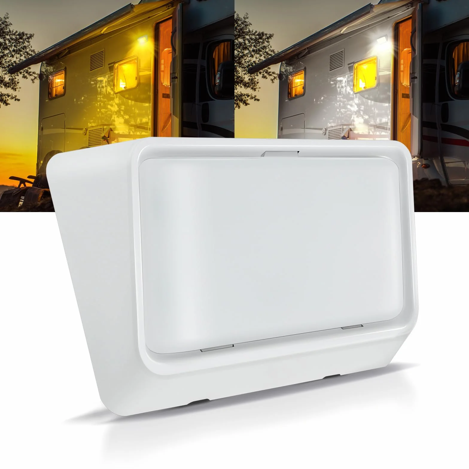 acegoo lampa LED 12V dwukolorowa biała/bursztynowa 410 lumenów IP66 do kampera