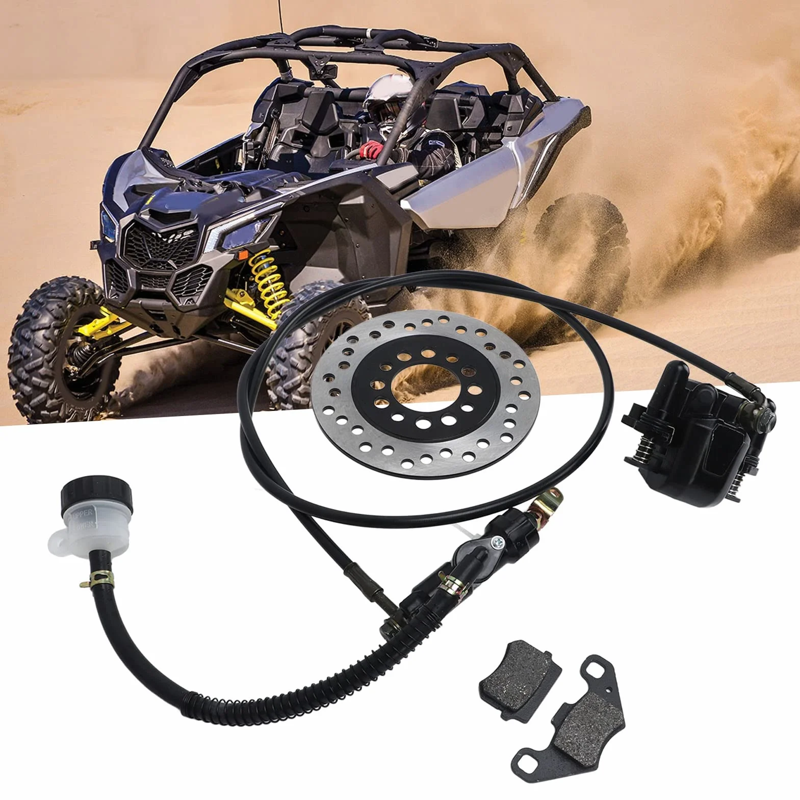 Go Kart Hamulce Master Cylinder Kit Tylny Hydrauliczny Zacisk Hamulcowy Tarcza Wirnik Klocki