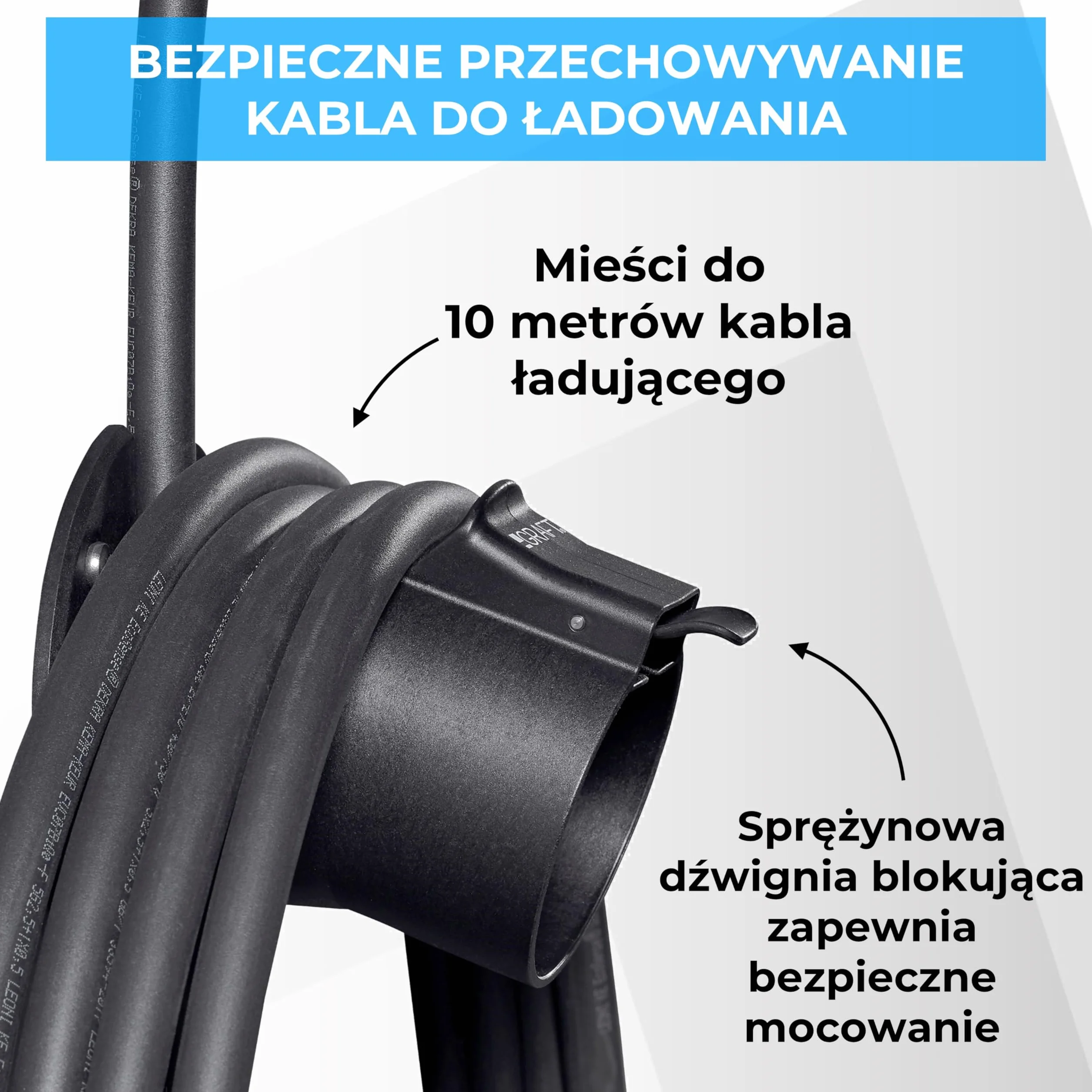 GRAFT kabel ładujący typ 2 uchwyt ścienny z wtyczką IEC 62196-2 akcesoria do wallbox zabezpieczenie przed kradzieżą