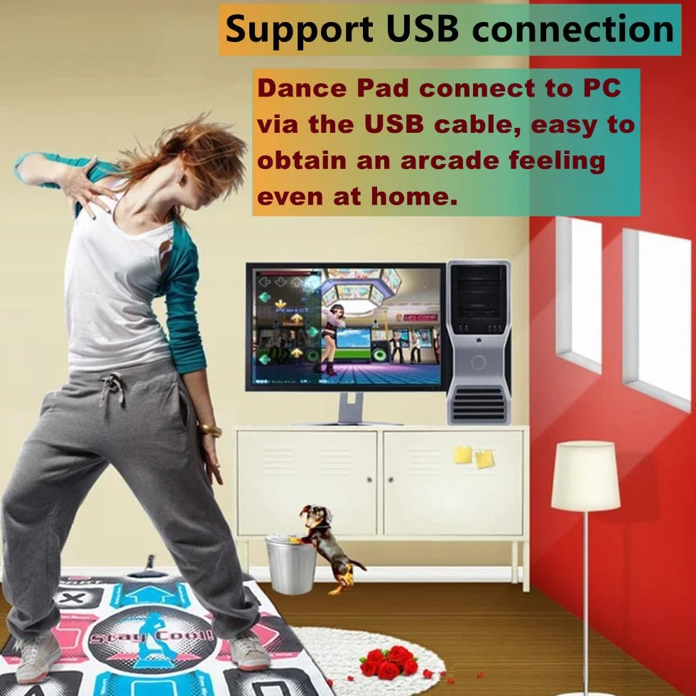 Mata do tańca, antypoślizgowa, odporna na ścieranie, DDR USB Dancing Pad, fitness, modelująca sylwetkę, mata do tańca, kompatybilna z 98/2000 / XP / 7