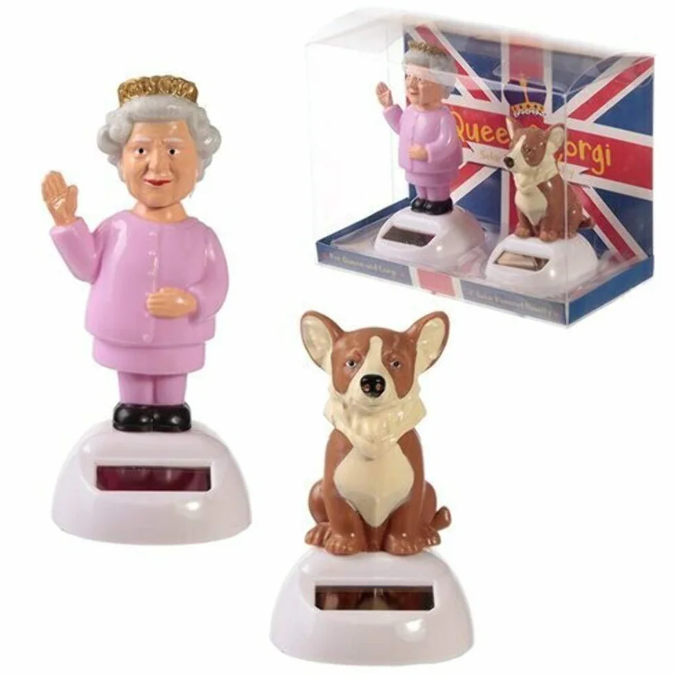 Queen and Corgi Solar Powered Pal Set of 2