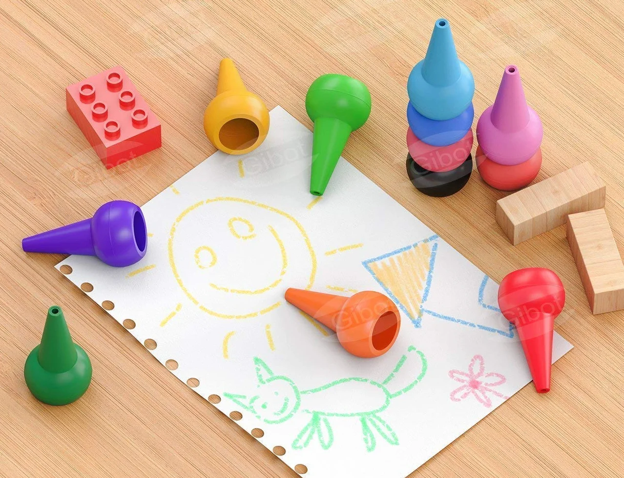 Gibot Toddlers Kredki woskowe, zabawki Montessori, 12 kolorów kredek, zabawki do bezpiecznego układania w stosy, prezenty urodzinowe/bożonarodzeniowe dla dzieci