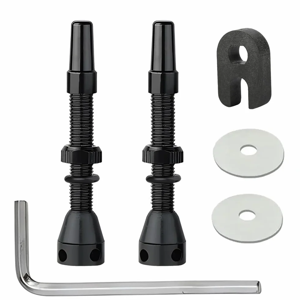 Zawory Presta Tubeless 44 mm ze stopu aluminium, bezdętkowe wentyle z usuwaczem wkładu i zaślepkami do opon rowerowych MTB