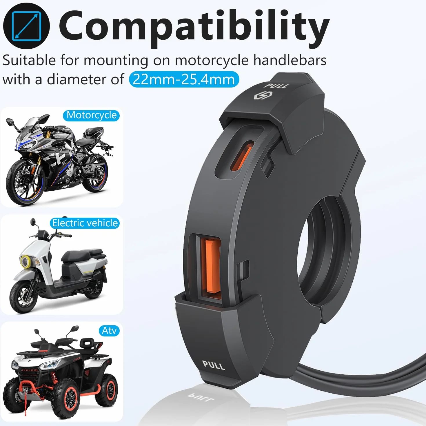 Motocyklowe Gniazdo Ładowarki, 18 W QC3.0 i 30 W PD Type-C, Podwójny Port 12 V, Wodoodporna Ładowarka USB C + Kabel Ładujący USB C