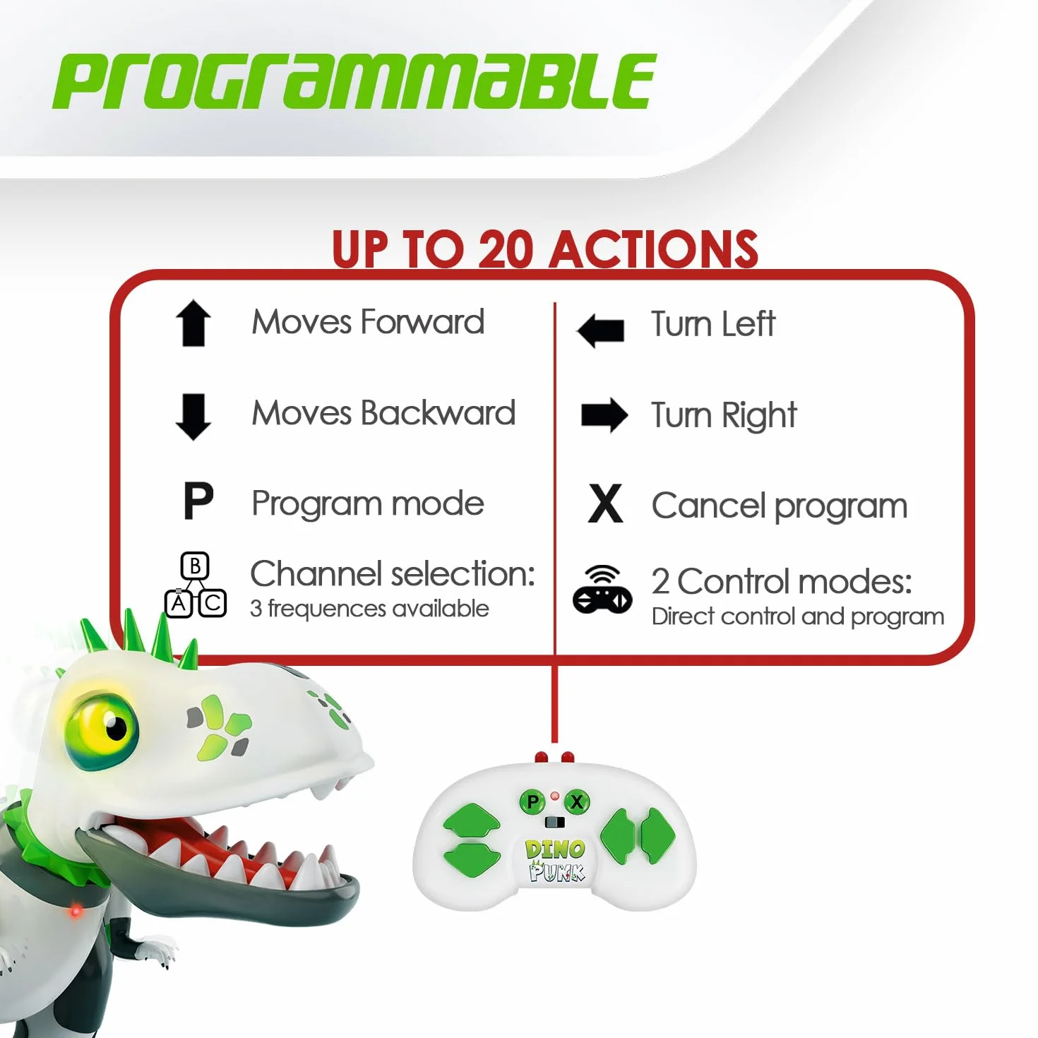 Boty Xtrem - DinoPunk | Pilot dinozaur 5 lat Lub więcej | Programowalna zabawka robota 20 akcji | Zabawka dla dzieci 5 lat Lub więcej | Zabawki dinozaury